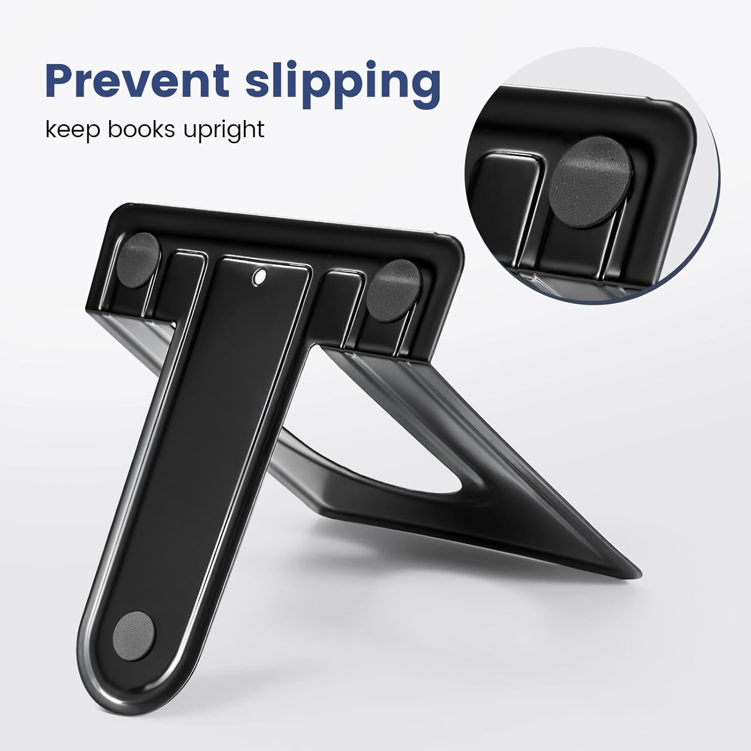 Book Ends, Metal Bookends for Shelves, Non-Skid Book End to Hold Books, Black Book Stopper/Holder for Office Home Kitchen, 5.7X 4.9 X 6.5 In, 3 Pair(6 Pcs, Large)
