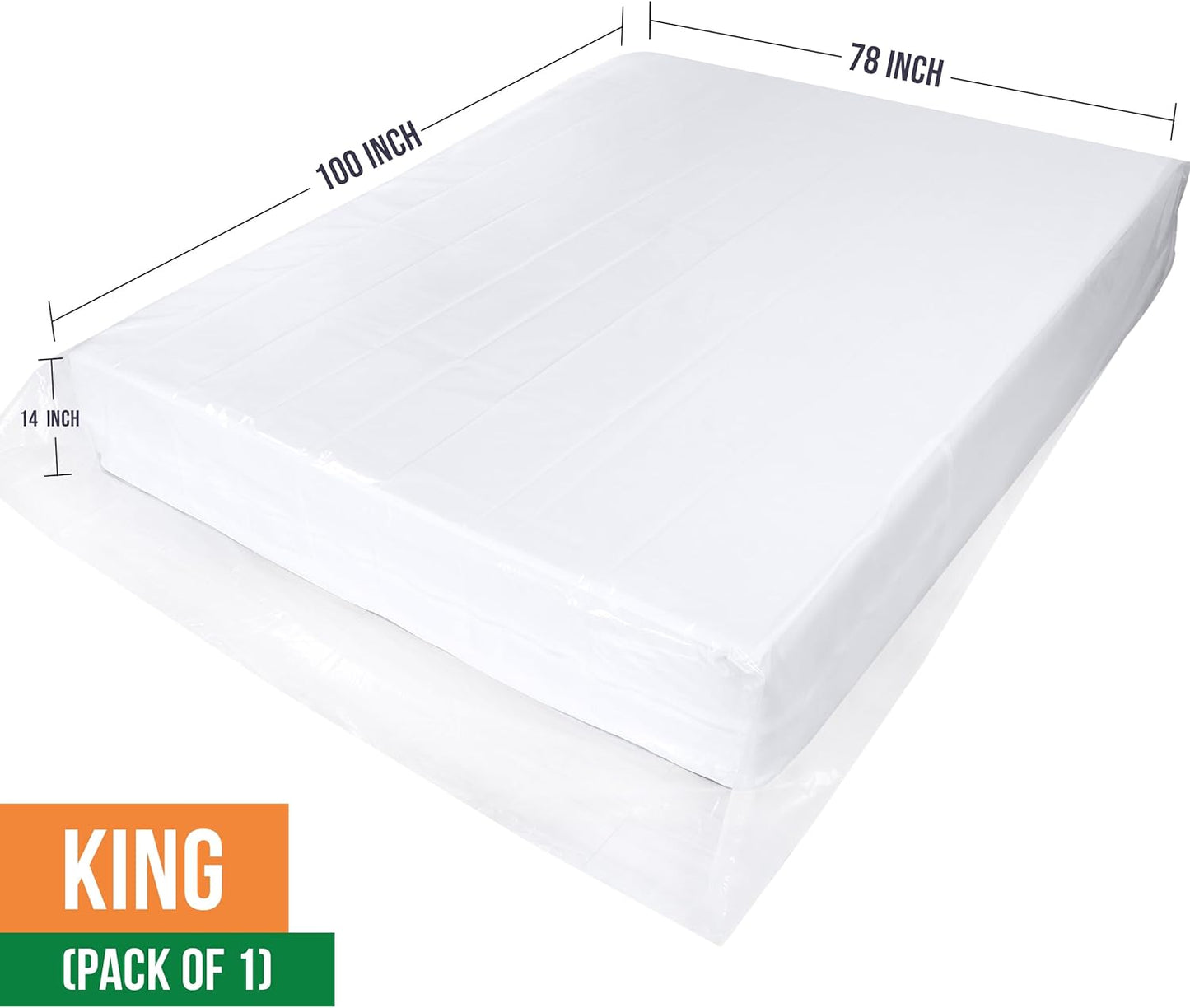 Mattress Bag for Moving King Size Mattress Storage Bag, Plastic Mattress Encasement Cover, Fits Mattresses up to 14 Inches