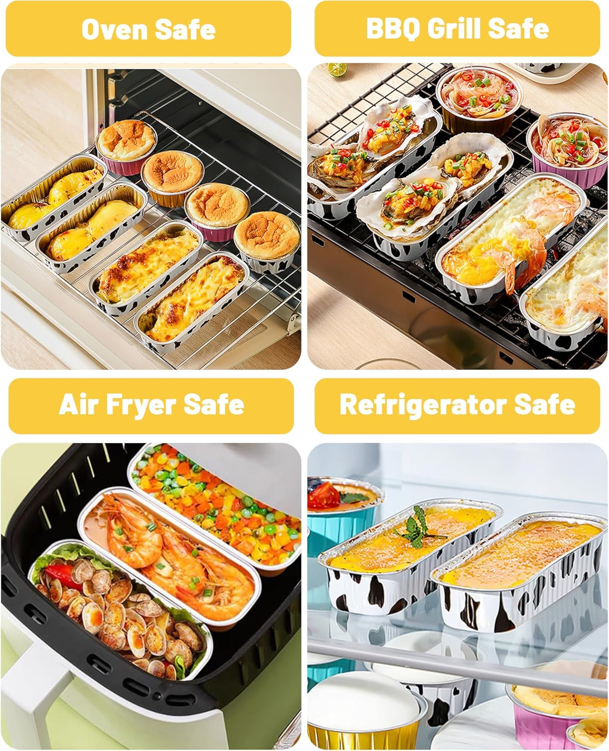 50-Pack 6.8Oz Rectangular Aluminum Foil Baking Pans - Disposable Mini Cake Pans with Lids, Cheesecake & Bread-Pink