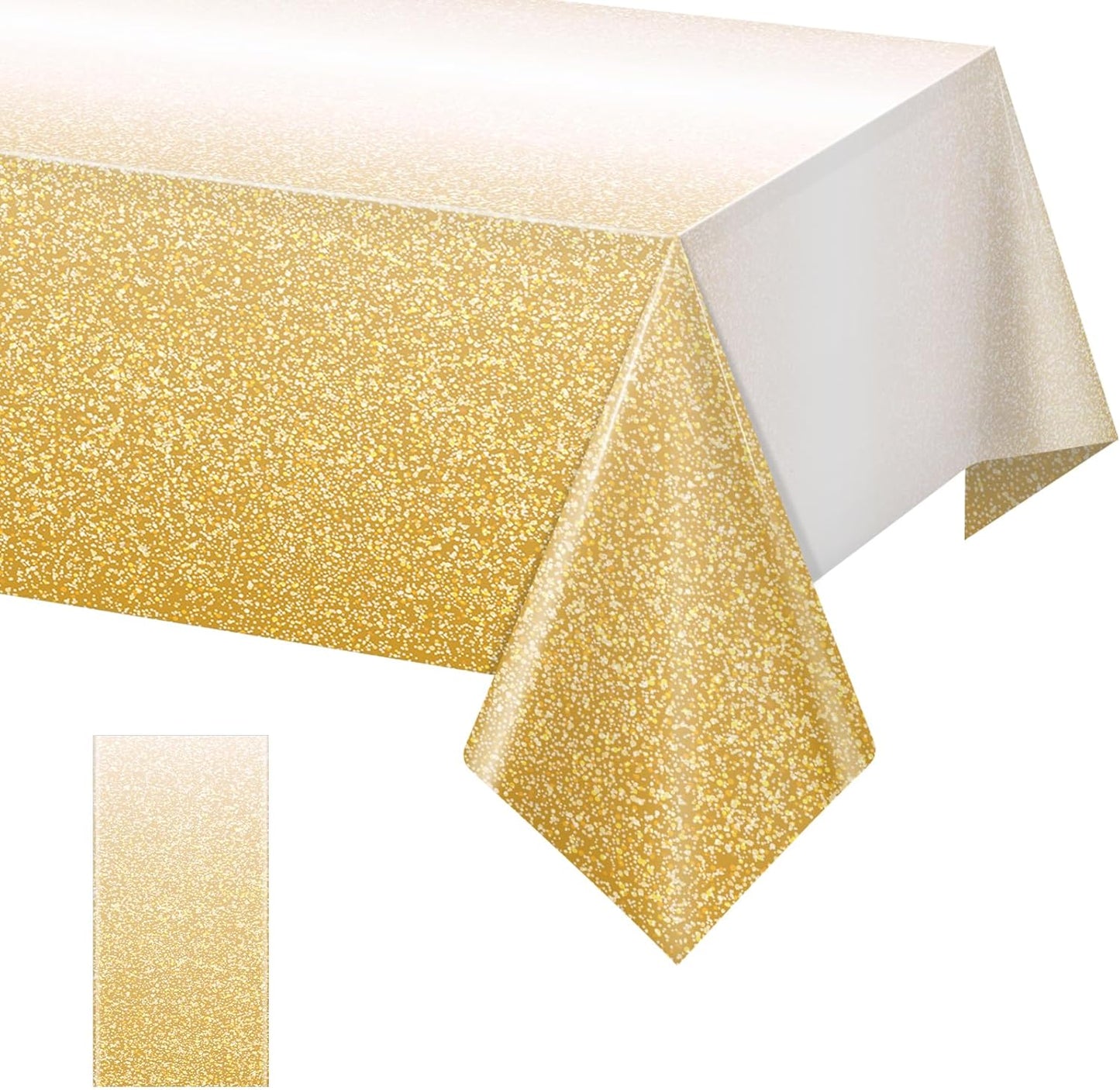 1 Pack Ombre Gold Plastic Tablecloth for Parties, Gradient Yellow Gold Disposable Tablecloths for Rectangle Tables, Light Gold Table Cover for Wedding Birthday Anniversary Party, 54X108Inch