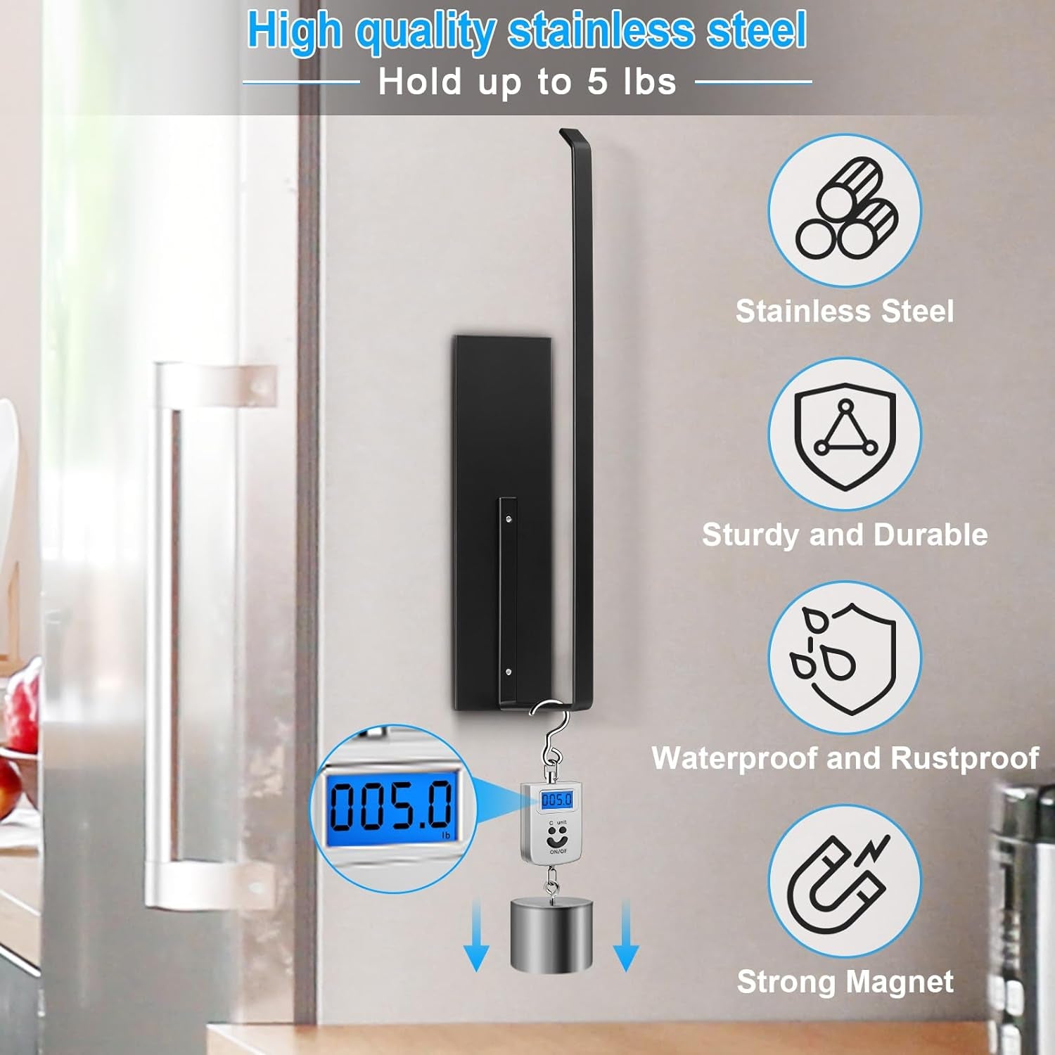 Magnetic Paper Towel Holder for Fridge, Toilet Paper Roll Holder Magnetic Paper Towel Rack Wall Mount and 180 Spice Labels for Food Containers, Chalkboard Labels for Jars