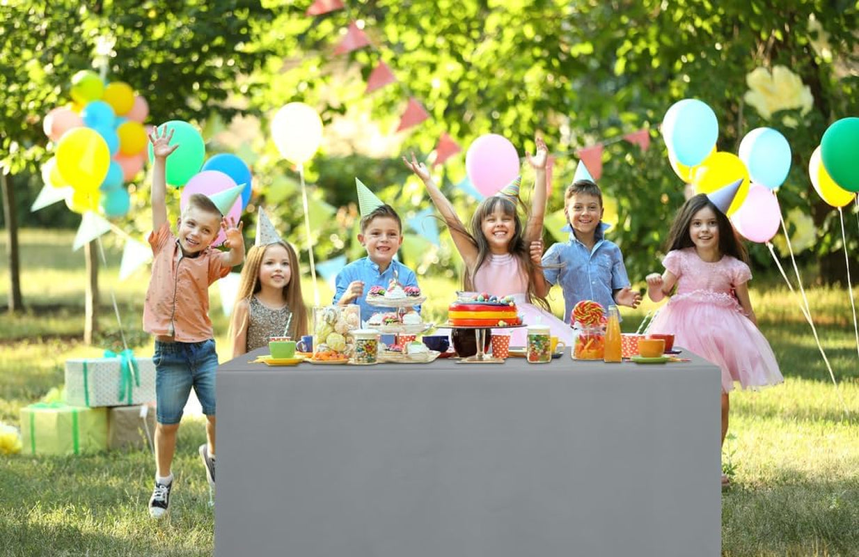 2 Packs Rectangle Fitted Tablecloth, 6 Foot Washable Fabric Table Cloth, Waterproof Polyester Table Cover for Party, Trade Show, Outdoor and Indoor (Grey, 30" X 72")