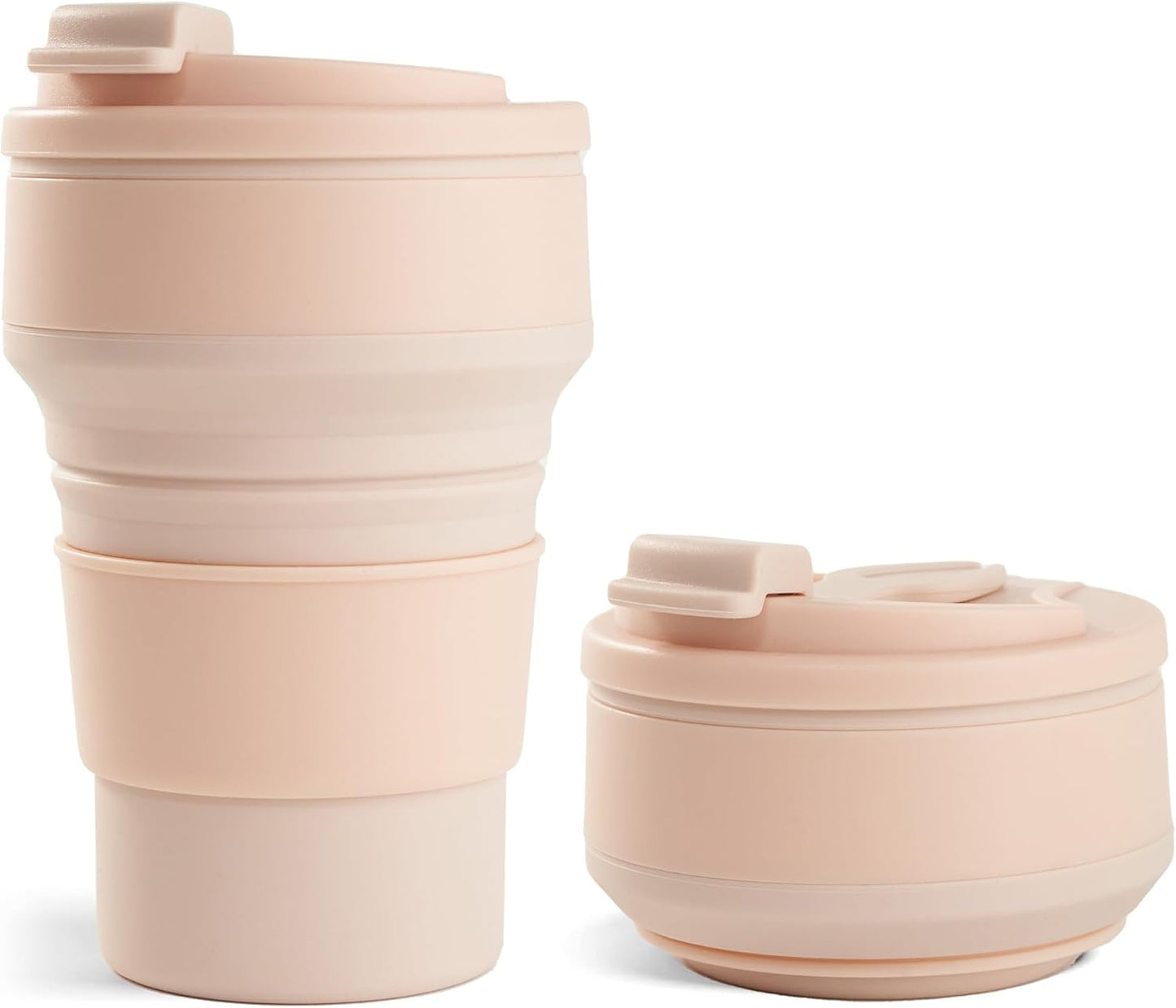 12Oz Collapsible Cup for Traveling, Collapsible Silicone Travel Cup for Hot and Cold Drinks, Leak Proof Silicone Folding Travel Coffee Mug for Camping & Hiking, BPA Free Pink