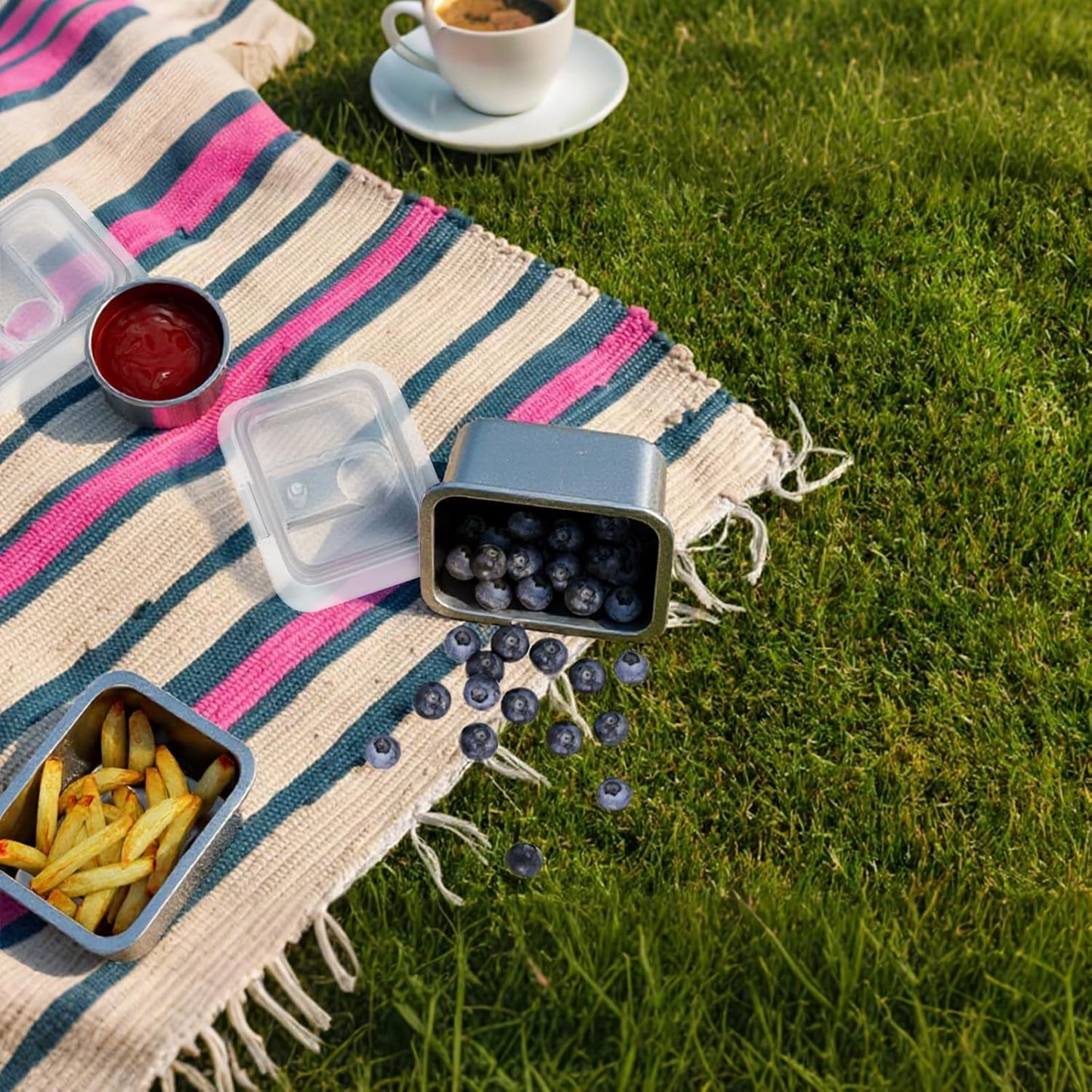 Stainless Steel Snack Box Containers for Kids, 3 Pack 12.8 Oz Leak-Proof Microwave-Safe Small Food Storage Container with Lid, Metal Compact Bento Lunch Box Container for School Travel