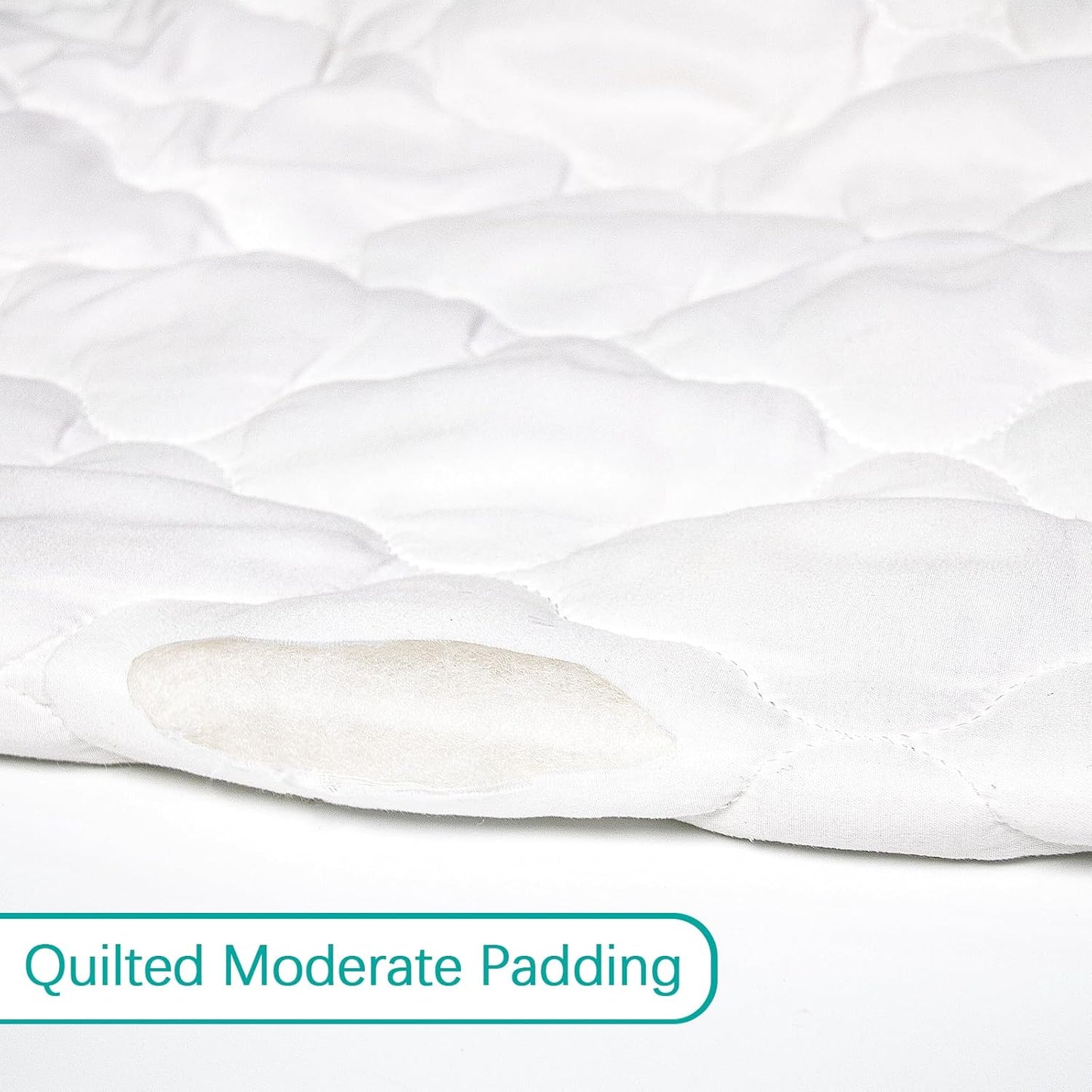 Crib Mattress Protector Sheets Fitted Waterproof Crib Mattress Pad Cover, Noiseless & Machine Wash 100% Absorbent Crib/Toddler Mattress Protector Sheet Quilted, White, 52" X 28"
