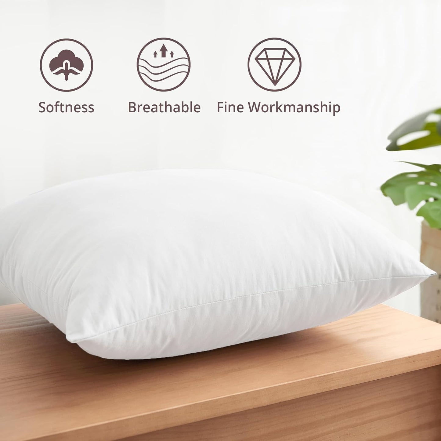 ® down Alternative Throw Pillow Inserts, 12X12 Pillows for Sofa, Bed and Couch, Set of 2
