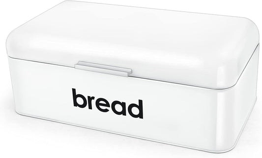 Bread Box(16.5" X 9"), Teal Bread Bin for Kitchen Counter, Storage Loaf/Doughnut/Cake/Biscuit/Baked Goods, Smooth Surface &Sturdy Handle & Air Holes, White