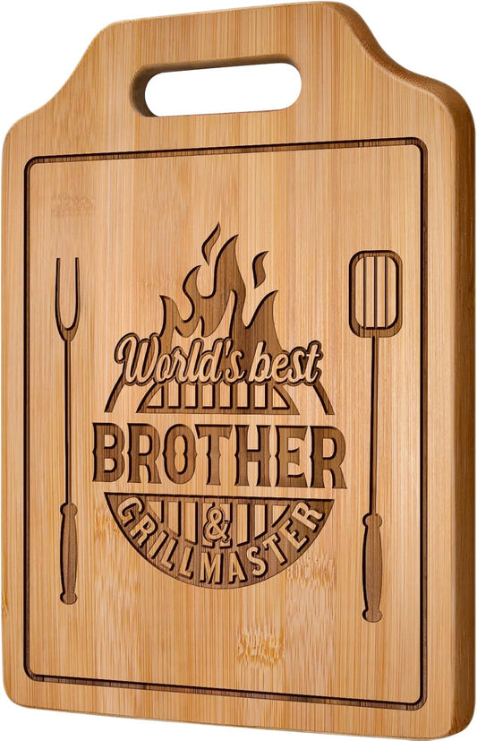 Gifts for Brother Birthday Gifts Adult, Brother Gift from Sister for Fathers Day Gift - Engraved Cutting Board 12.3"L × 8.7"W × 0.4"Th