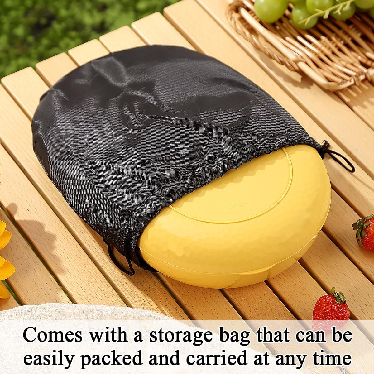 Compact Camping Mess Kit with Bowl, Plate, Cup, Spoon, Fork, Knife, and Carry Bag - Space-Saving, Portable Plastic Utensils for Travel, Picnics, and Outdoor Activities (Gold Yellow)