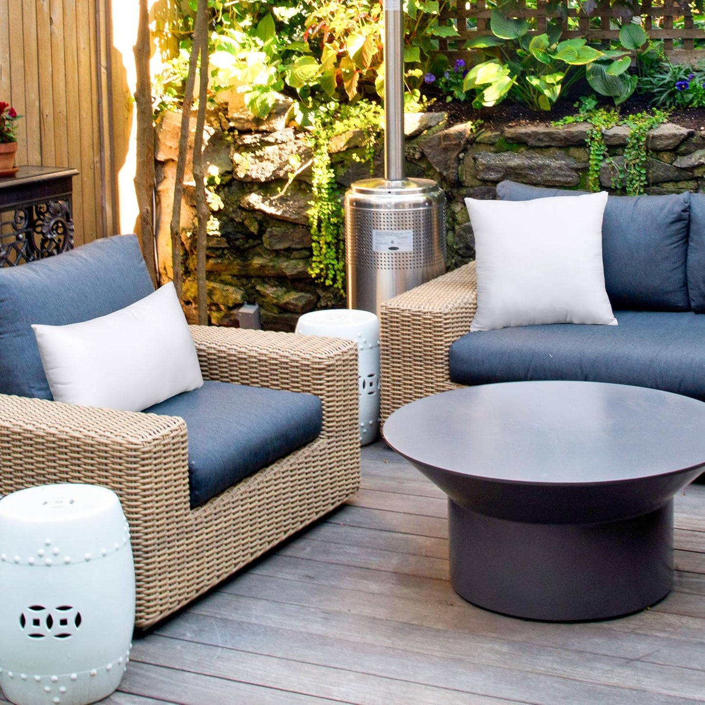 Outdoor Pillow Inserts 18 X 18 Inches (Pack of 2, White), Water Resistant Garden Throw Pillows for Patio and Porch Furniture