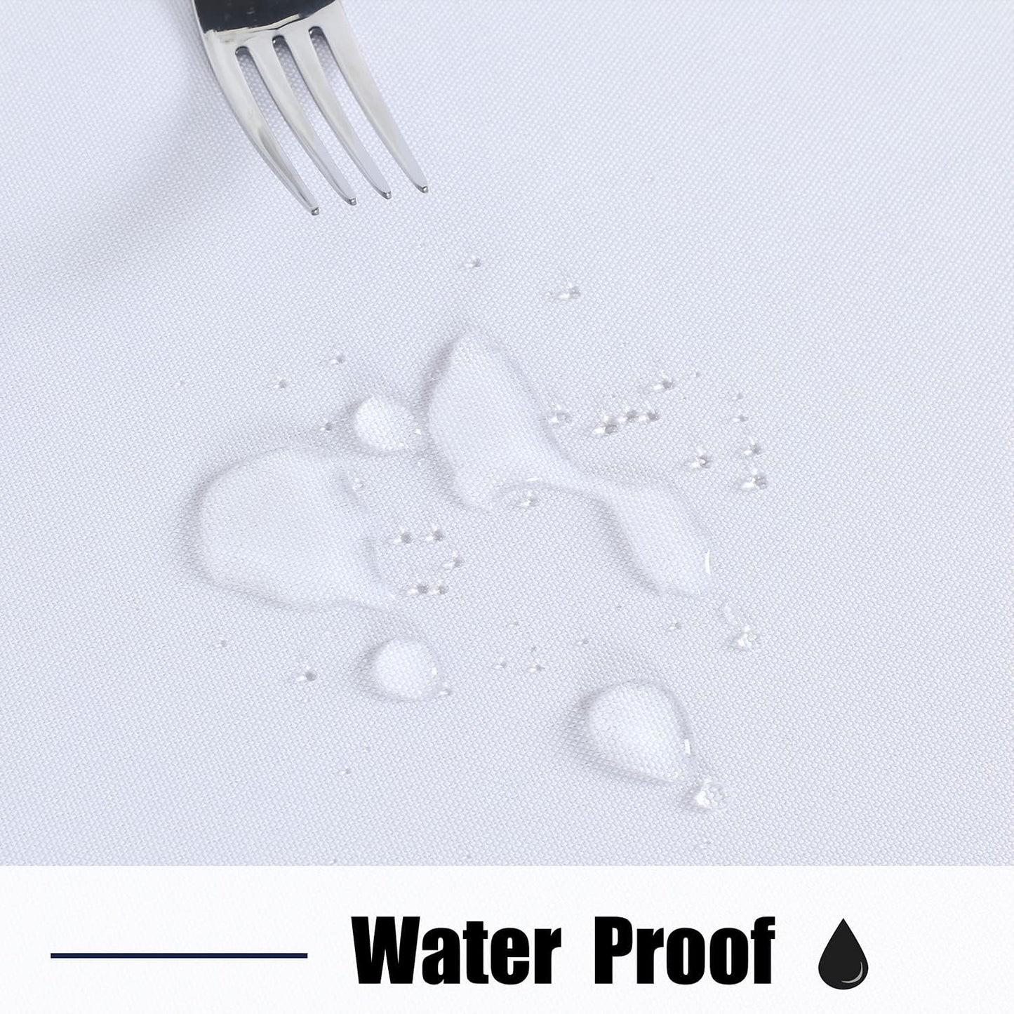 Outdoor and Indoor Table Cover - Washable, Waterproof, Wrinkle-Free Tablecloth with Zipper and Umbrella Hole for Spring/Summer Events, Picnics, BBQs, and Patios - White, 60" Round