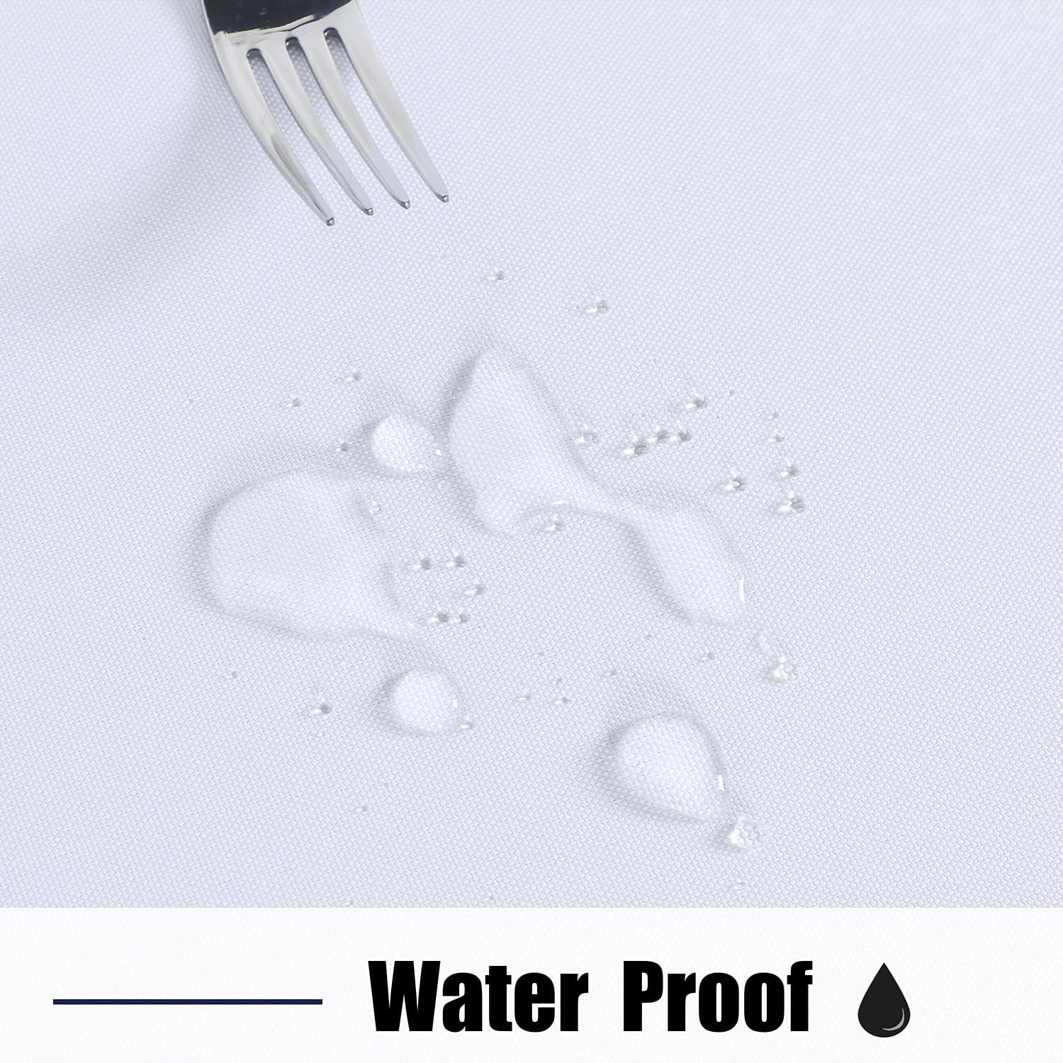 Outdoor and Indoor Table Cover - Washable, Waterproof, Wrinkle-Free Tablecloth with Zipper and Umbrella Hole for Spring/Summer Events, Picnics, BBQs, and Patios - White, 60" Round