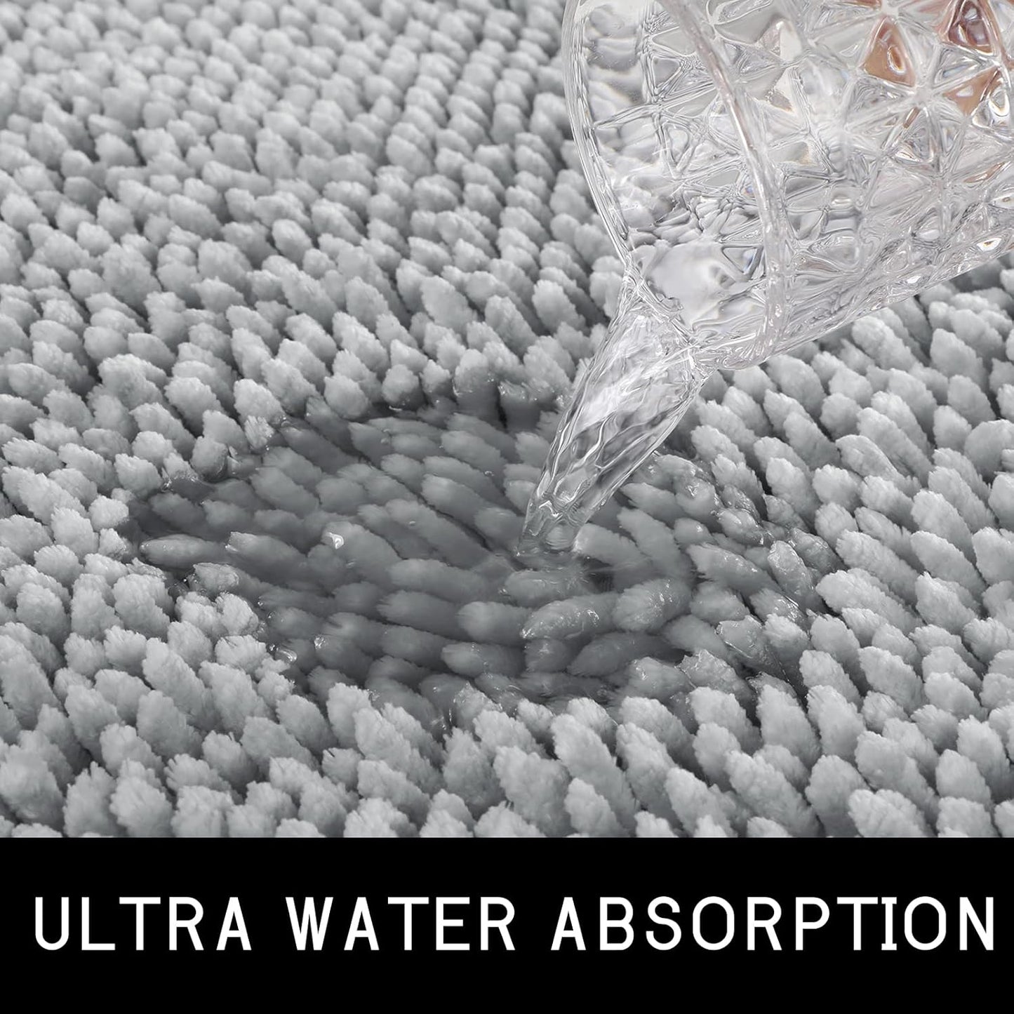 Bathroom Rugs Sets 2 Piece, Luxury Shaggy Extra Thick Bathroom Rugs, Plush Non-Slip Mats for Bath Room Floor, Machine Wash, Ultra Absorbent, 31.5 X 19.8 + 24 X 17 Inches, Light Grey