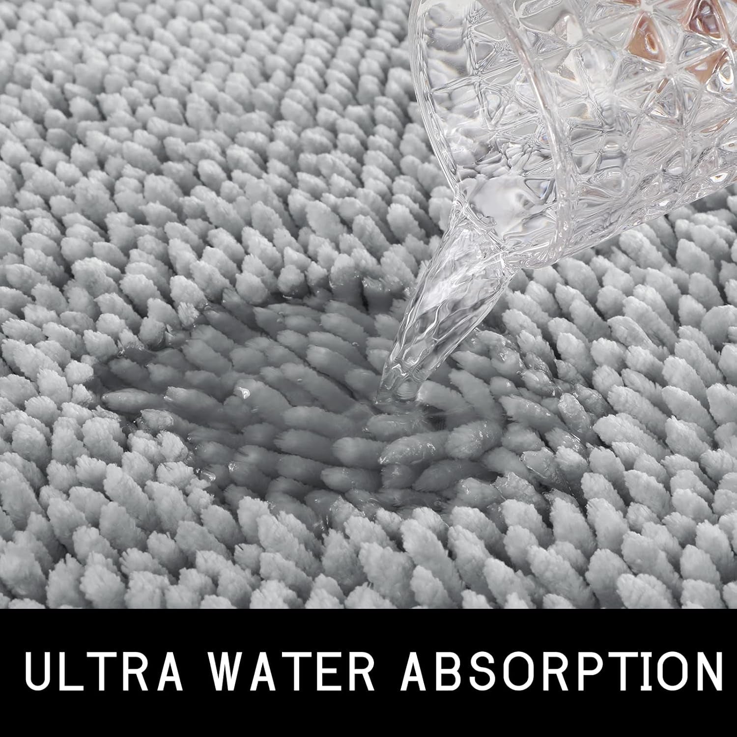 Bathroom Rugs Sets 2 Piece, Luxury Shaggy Extra Thick Bathroom Rugs, Plush Non-Slip Mats for Bath Room Floor, Machine Wash, Ultra Absorbent, 31.5 X 19.8 + 24 X 17 Inches, Light Grey