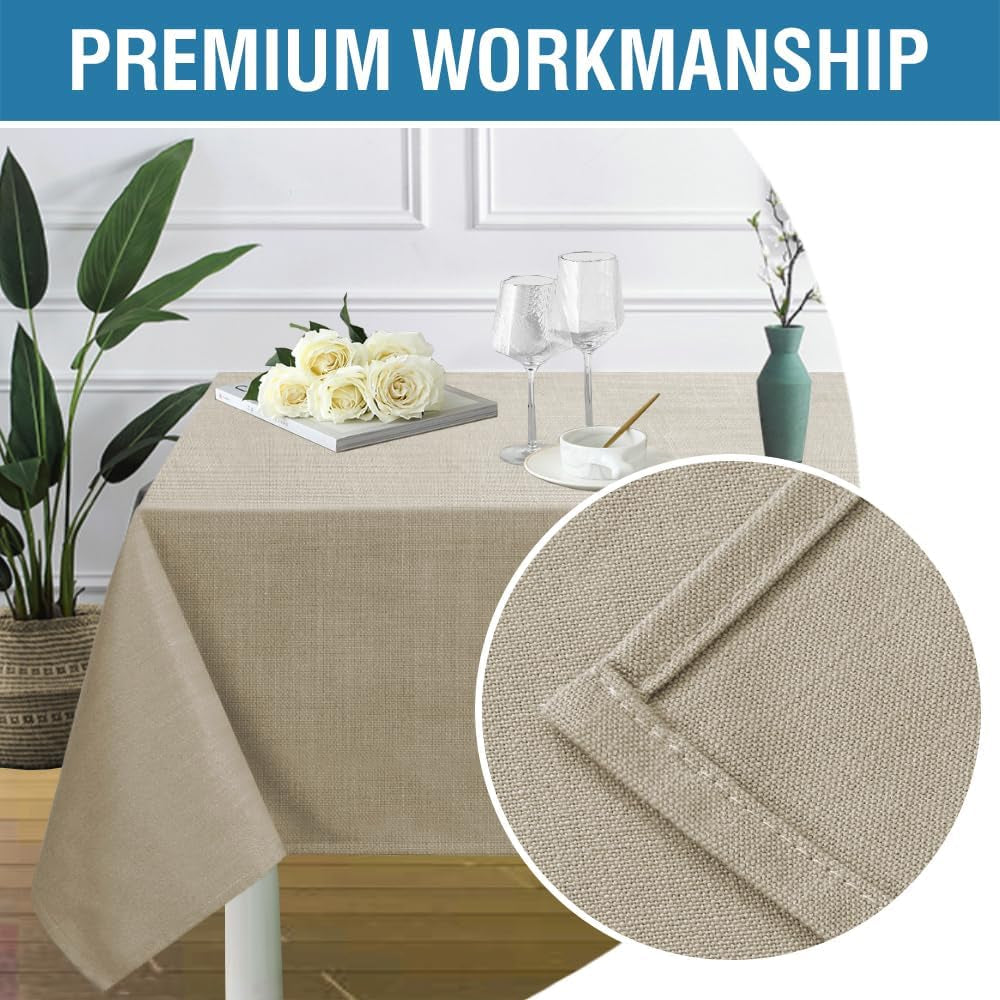 Linen Textured Table Cloths 54 X 54 Inch Premium Solid Tablecloth Spill-Proof Waterproof Table Cover for Dining Buffet Feature Extra Soft and Thick Fabric Wrinkle Free, Taupe