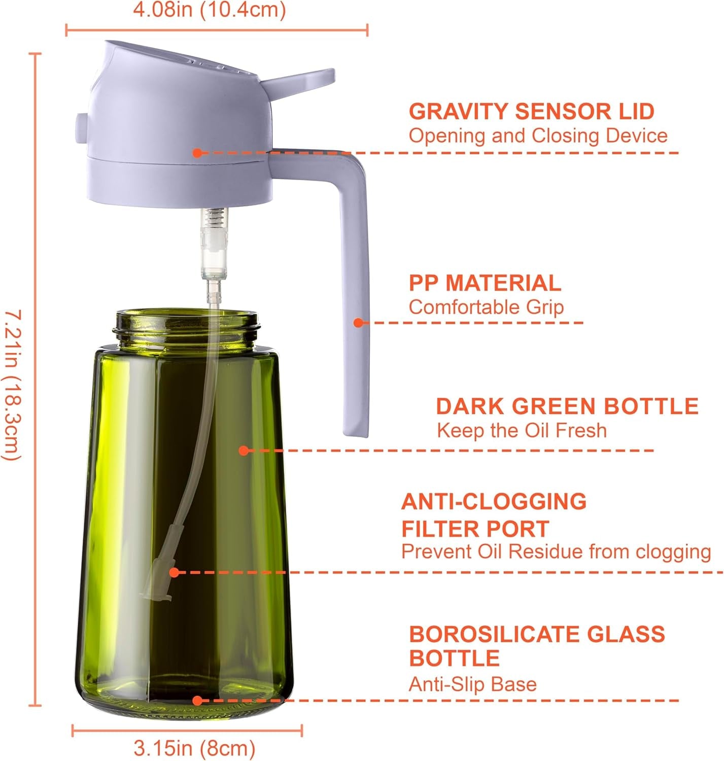 - 16Oz/470Ml Olive Oil Dispenser for Kitchen with Stickers - 2 in 1 Olive Oil Sprayer for Cooking, Air Fryer, and Salad, Black&Purple (Light-Proof Kitchen Gadget)