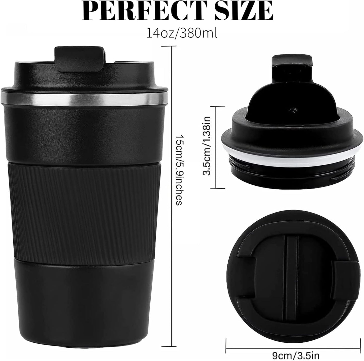 Travel Coffee Mug 14Oz Pink + Black, Gift Set Insulated Spill Proof Leak Proof Portable to Go Camping Stainless Steel Coffee Tumbler Reusable Coffee Cups with Lids…