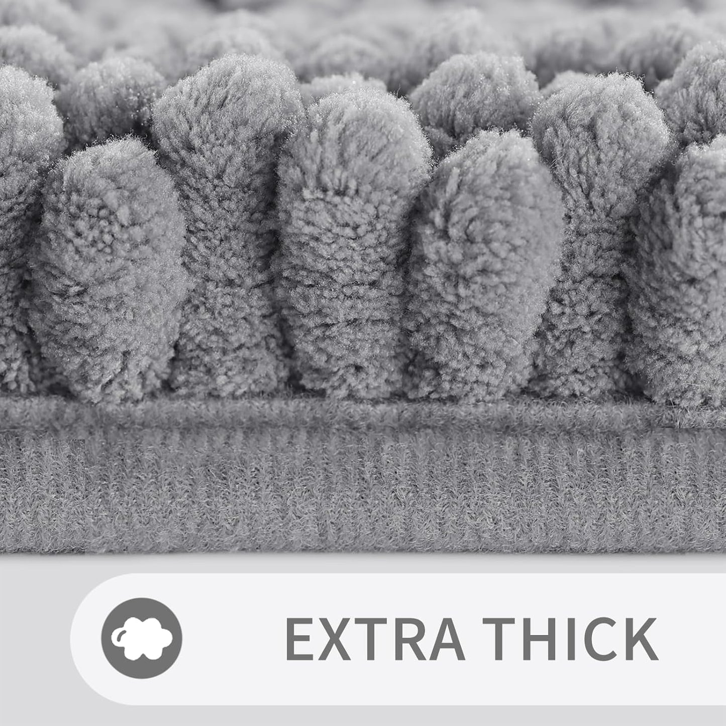 Washable Bathroom Rugs Sets 2 Piece, Non Slip Quick Dry Absorbent Bath Mat Set, Plush Chenille Luxury Shower Rugs for Bathroom Floor Sink Tub and Shower Outside(Gray, 20" X 32"+17" X 24")