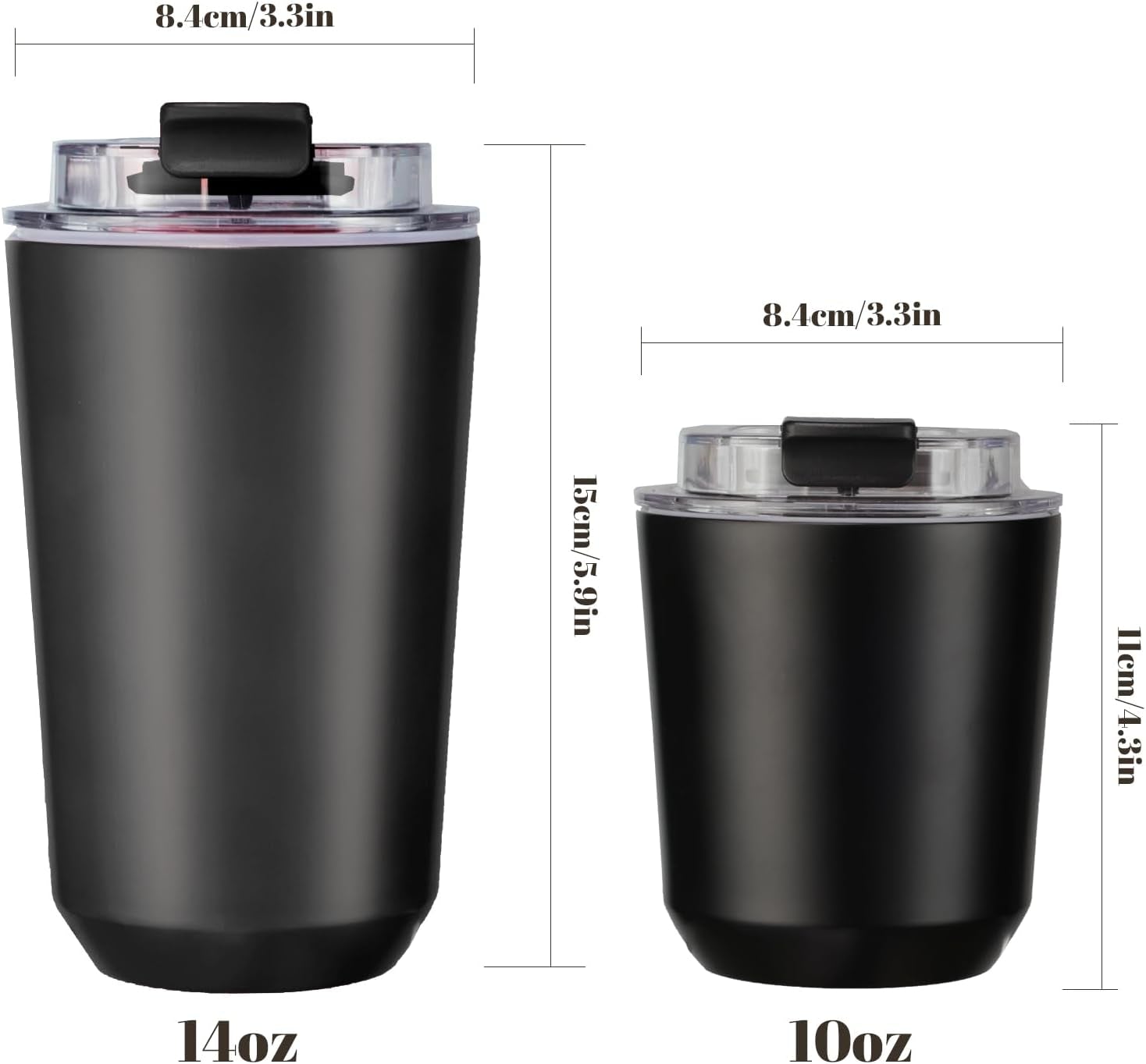 2 Pack Insulated Tumblers with Lid, 14 Oz Travel Coffee Mug Stainless Steel Vacuum Cup, Leak Proof Double Walled Coffee Tumbler for Iced and Hot Drinks, Black and Cream