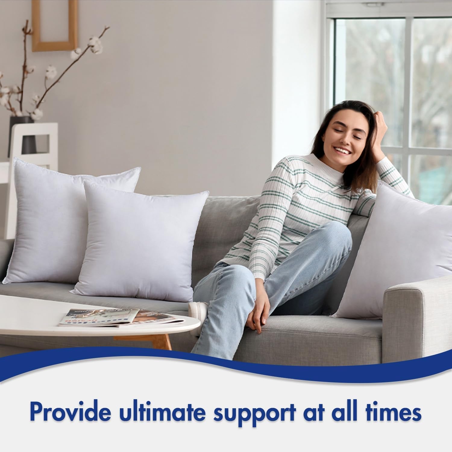 16X16 down Alternative Pillow Insert Decorative Throw Pillow 16 X 16 Inch Body Bed Sleeping Ultra Soft Fluffy Form for Sofa Couch Bed