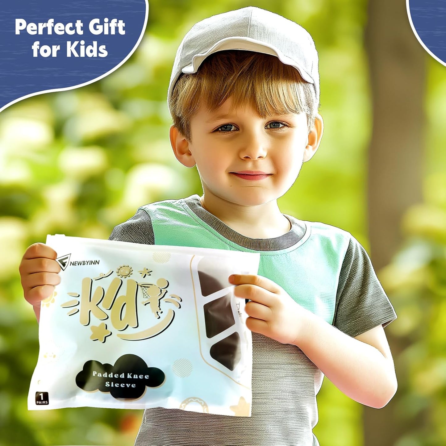 Knee Pad for Kid Youth 1 Pair, Black Padded Knee Leg Compression Sleeve for Basketball Football Volleyball Soccer Sport Boy Girl