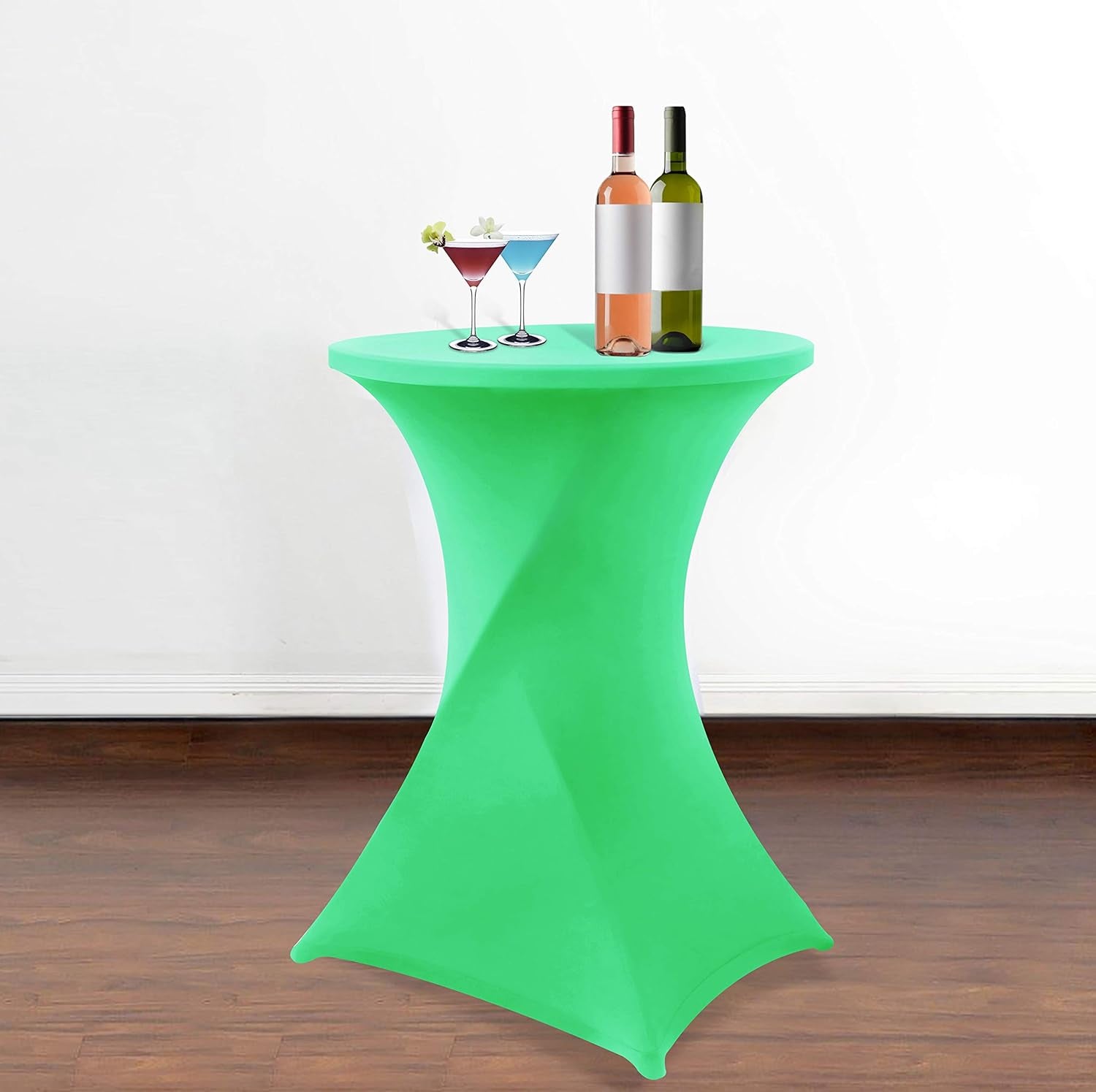 Grass Green Cocktail Table Covers Stretch Spandex Cocktail Table Cover Cloth for Wedding (30"-32" Diameter X 42" Height,1Pc)