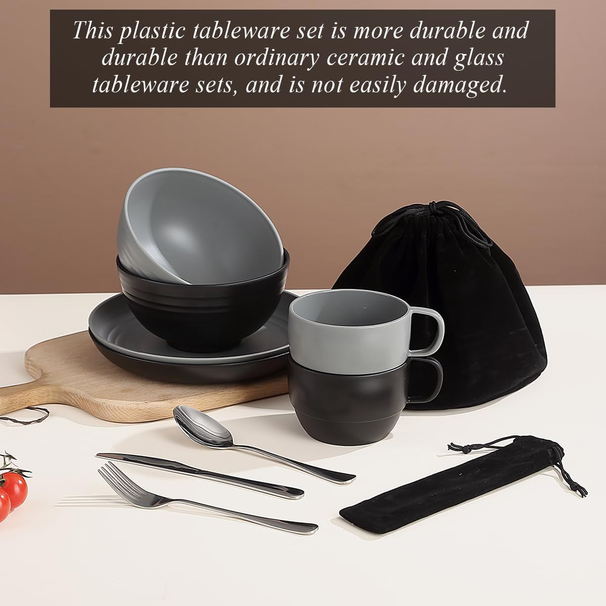 Camping Mess Kit for Two: Complete Silverware Set with Spoons, Forks, and Knives - Essential Gear for Travel, Picnics, and Outdoor Adventures - Lightweight and Easy to Clean