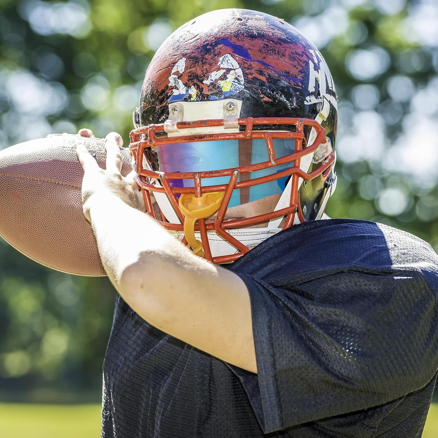 4-Pack Clear Football Helmet Visors - Scratch Resistant, UV Protection, Adult and Youth Lacrosse Eye and Facial Shield (Classic Colors)