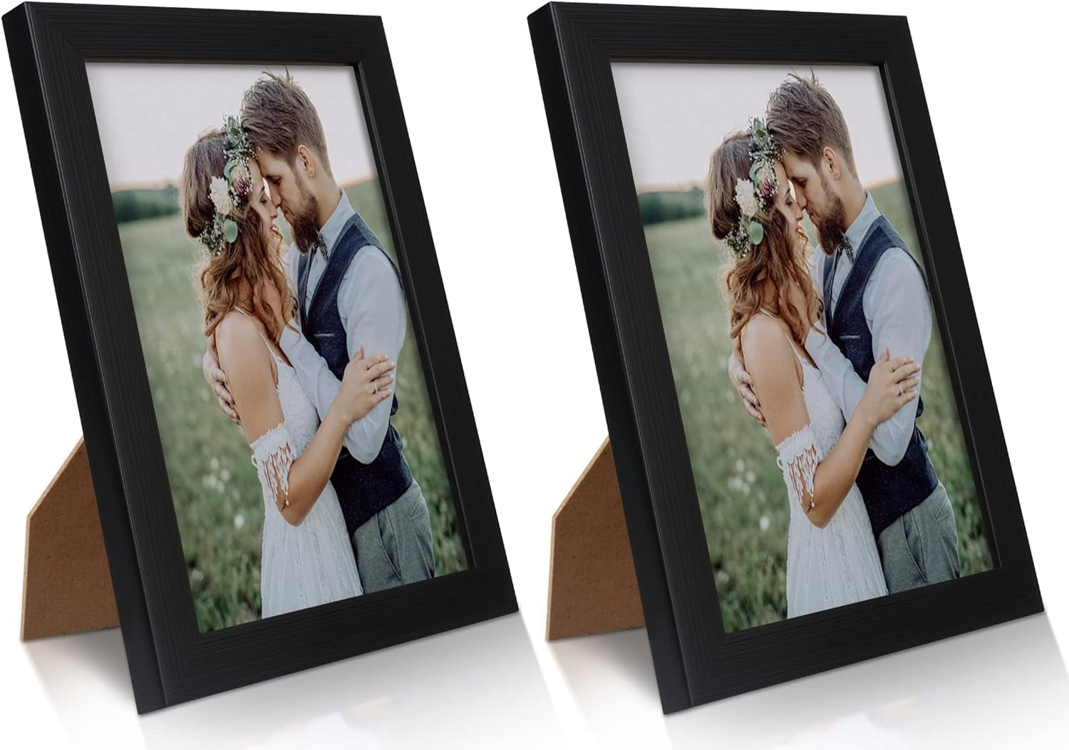 2 Pack 5X7 Picture Frame, Black for Wall and Tabletop Display, Resistant Plastic with Clear Plexiglass for Vertical or Horizontal Display