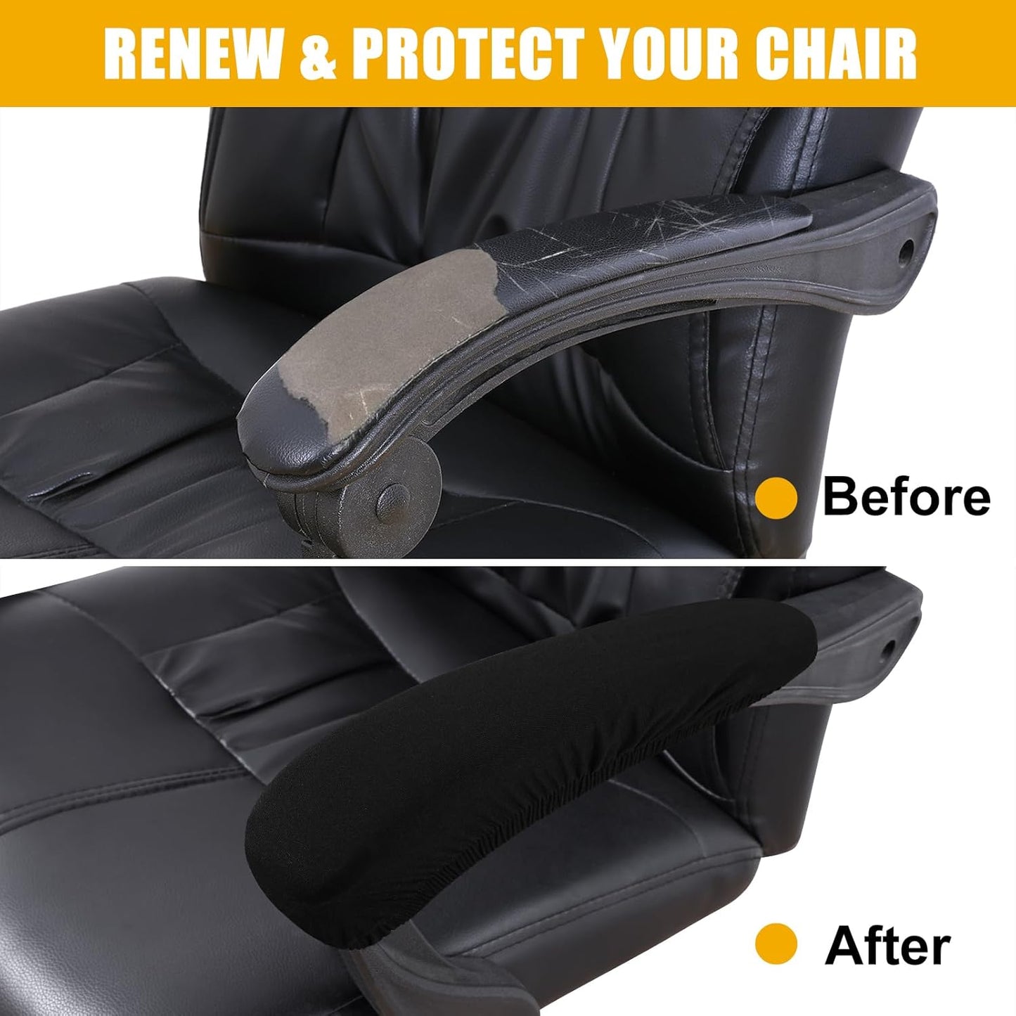 Stretch Printed Office Chair Armrest Covers, 2 Pcs Soft Fit Removable Washable Computer Desk Chair Arm Covers Protector, Black
