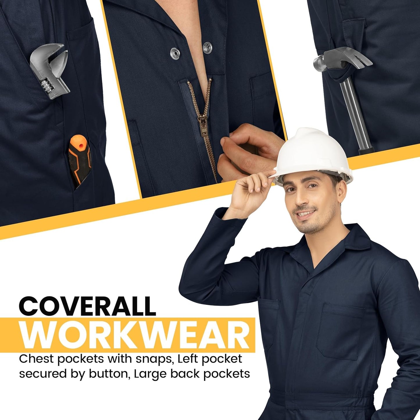 Men’S Twill Long Sleeve Coverall Utility Work Wear