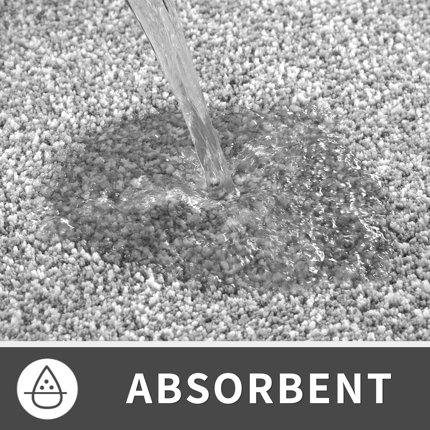 Bathroom Rugs Non Slip Washable, Extra Soft Comfortable Bath Mat, Water Absorbent Thick Floor Mats, Shaggy Rugs for Shower Bathtubs, 24"X17", Grey&White