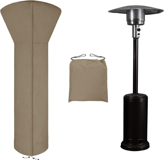 Patio Heater Cover with Zipper and Storage Bag, Waterproof Outdoor Heater Cover Dustproof, Uv-Resisant, Wind-Resistant (89" H X 33" D X 19" B, Camel)