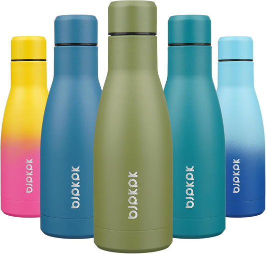12Oz Water Bottles Stainless Steel Double Wall Vacuum Insulated Small Water Bottles for Travel,Olive Green