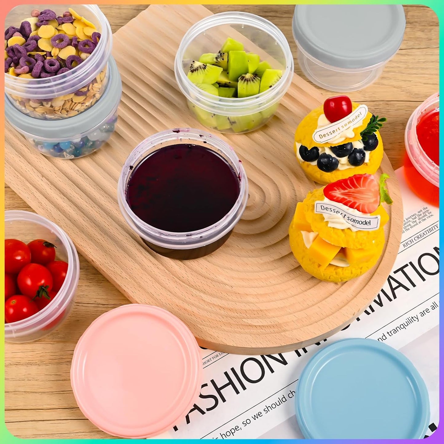 12Pcs 8 Oz Plastic Containers with Screw Lids, Reusable Clear Food Storage Containers with Pen and Brush for Snack Salad Fruit, Leakproof Small Freezer Containers, Microwave & Dishwasher Safe