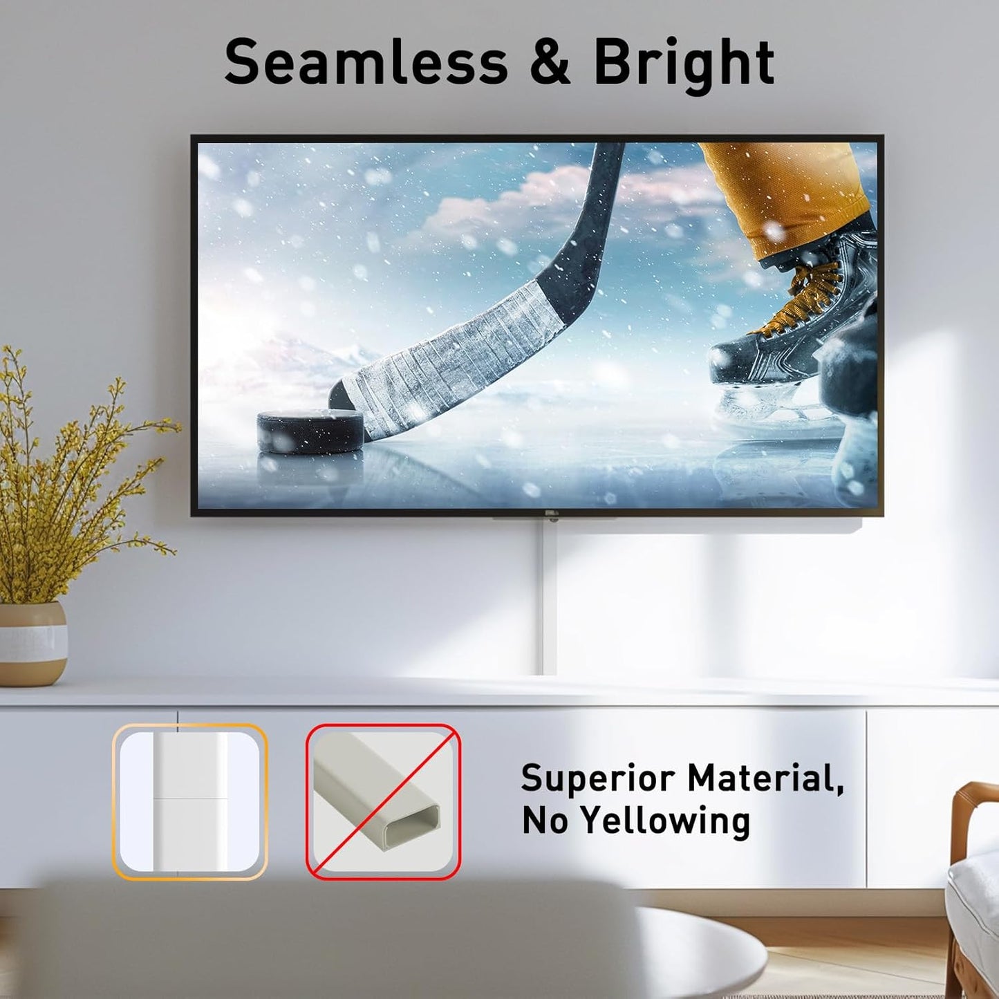 TV Cord Hider, 62.8In Cable Hider, Cord Covers for Wires on Wall, Wire Covers for 2-3 Cords, Wire Hiders for TV on Wall, Easier Setup Cable Cover Management, 4X L15.7 W0.94 H0.47In, White