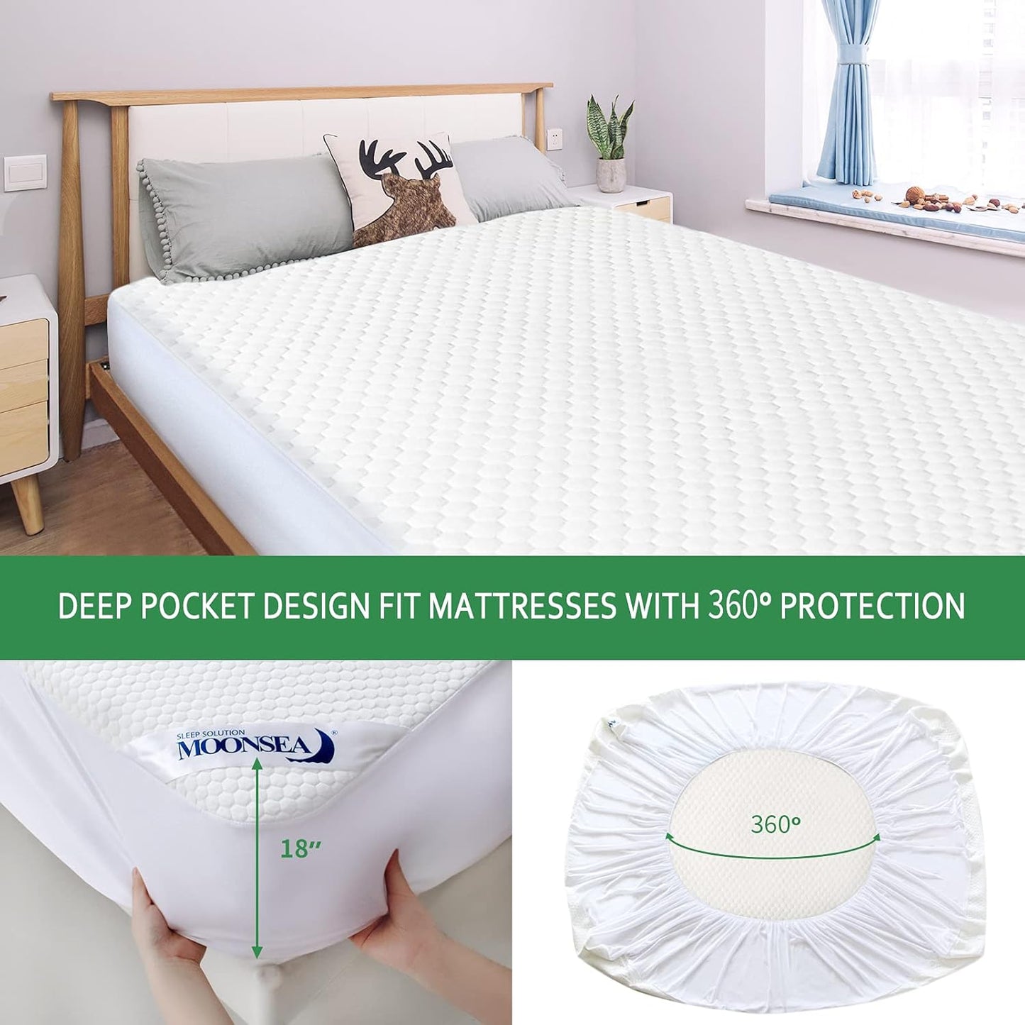 Twin Mattress Protector Waterproof Cooling Twin Size Mattress Cover Pad for Kids, Viscose 3D Air Breathable Fabric, Noiseless, Fitted 8-14 Inch Deep Pocket