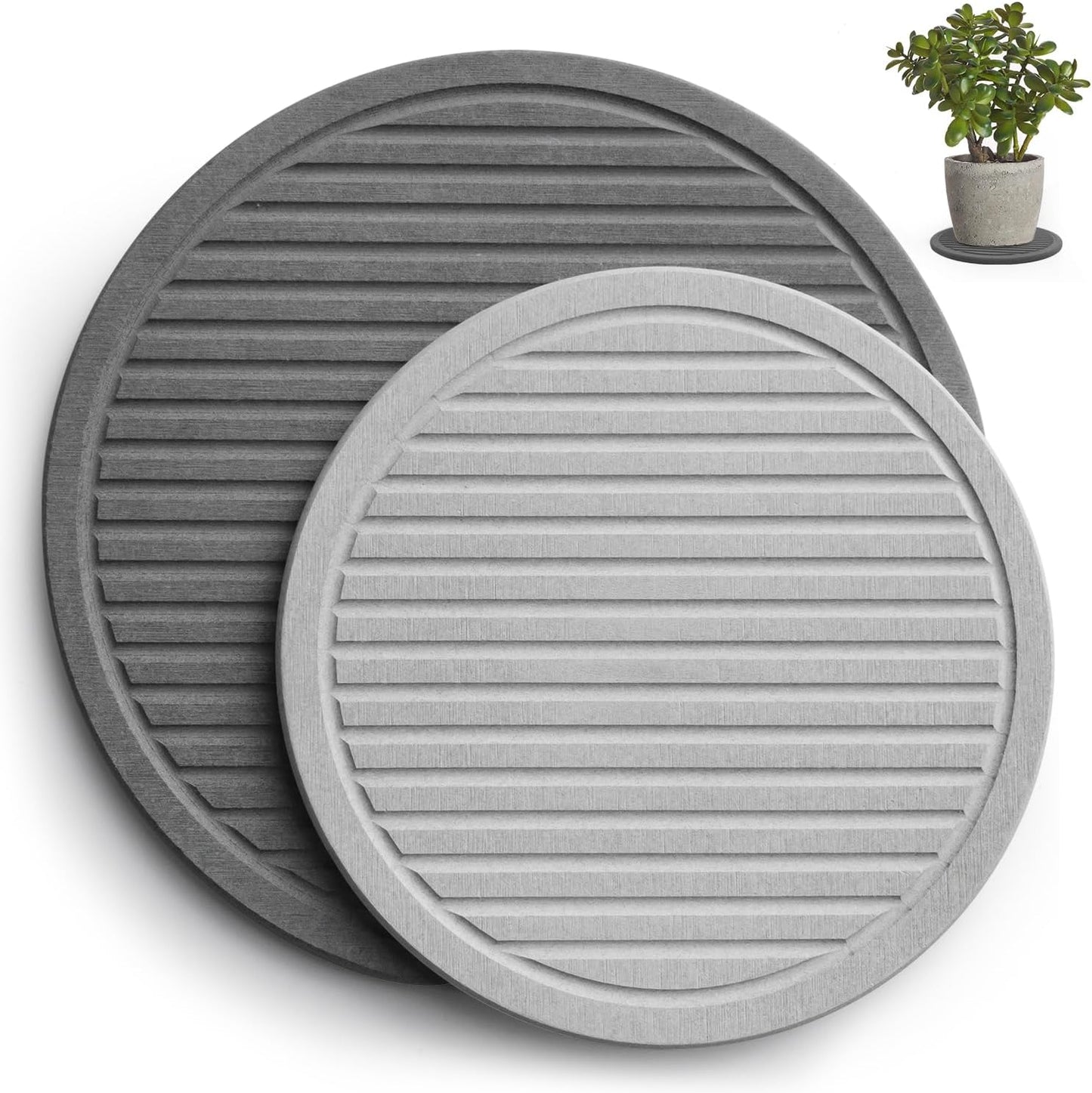 Plant Saucers for Indoors - Diatomite Stone Water Catcher Tray, Quick Dry, Eco-Chic Plant Coasters for House Plants - Keep Your Room Tidy and Dry (2 Pcs, 10Inch & 8Inch)