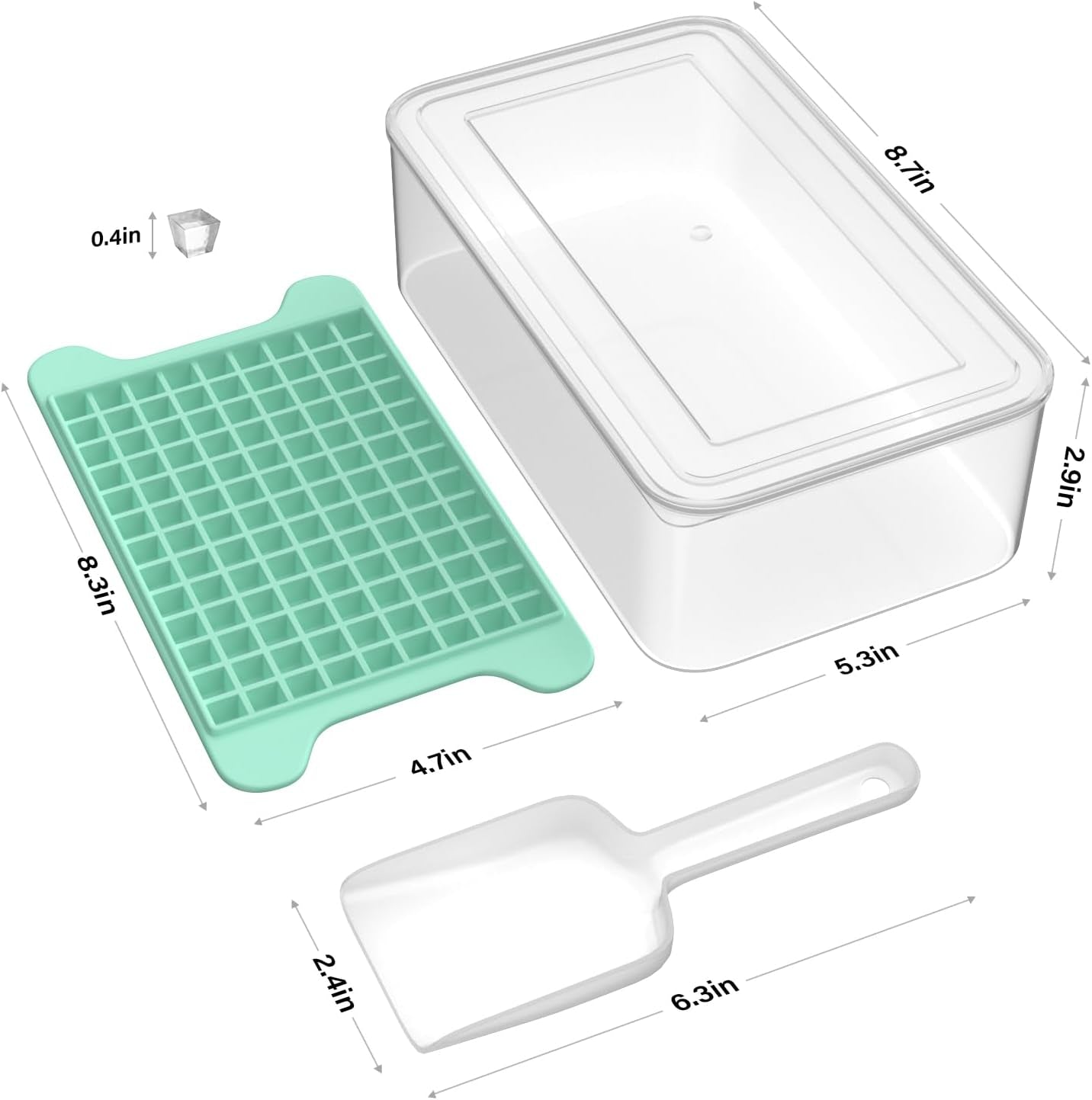 Mini Ice Cube Tray for Freezer: Small Ice Trays for Freezer with Bin - 117×4PCS Easy Release Nugget Ice Tray - Crushed Ice Tray with Container