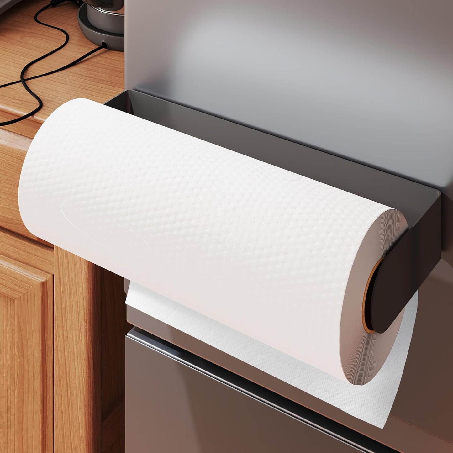 Magnetic Black Paper Towel Holder for Kitchen, Outdoor Grill, and Garage - Durable Stainless Steel Rack with Strong Magnets