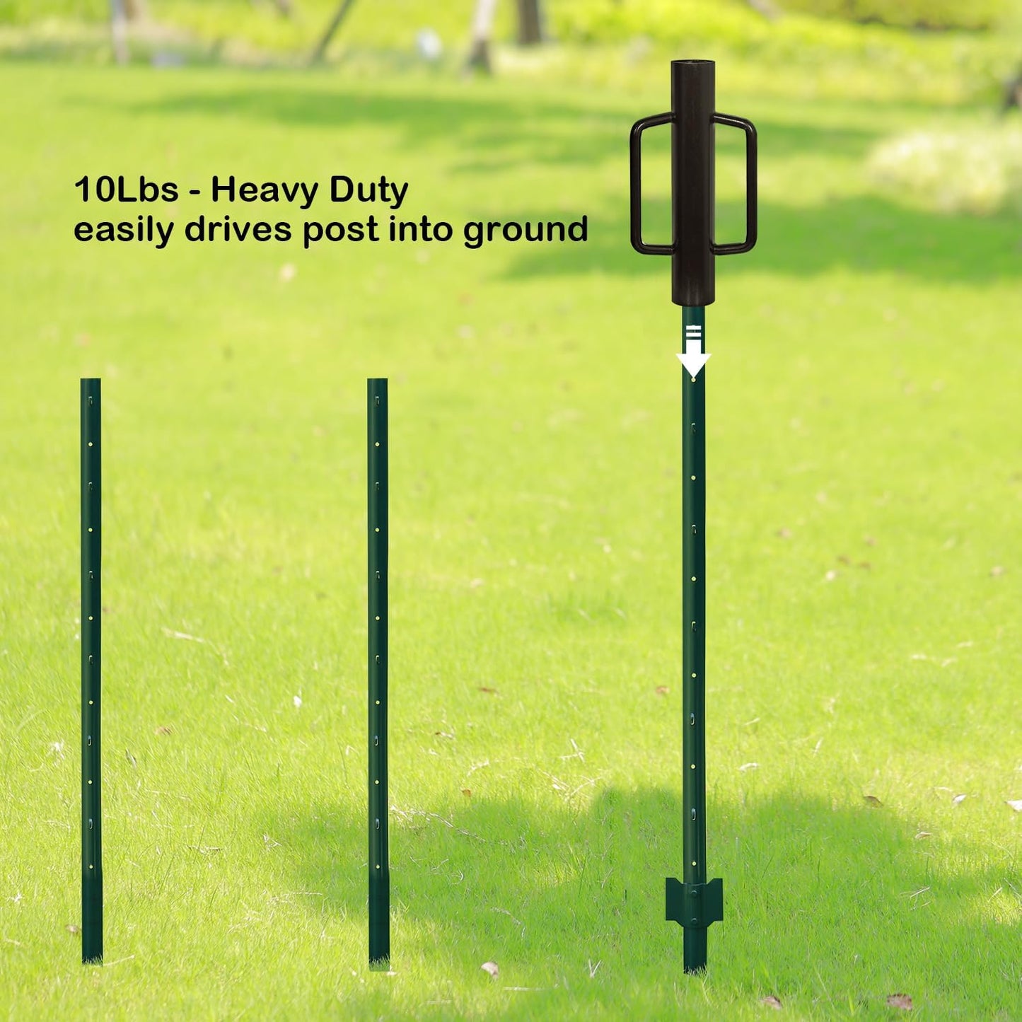 Fence Post Driver with Handle Steel Head Fence Post Driver 16.8 Inch T Post Driver/Rammer Brown Hand Heavy Duty Post Pounder