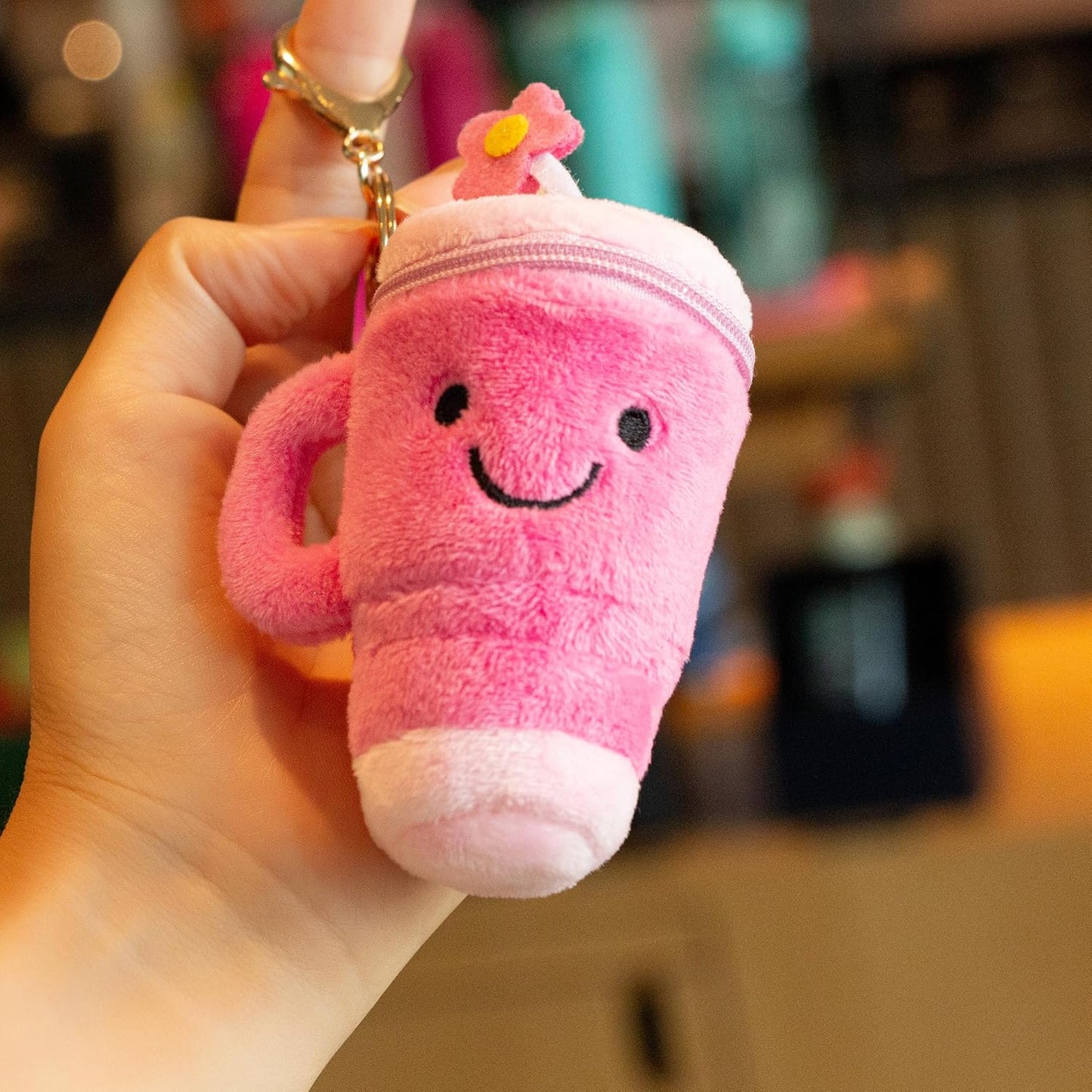 Plush Keychain Coin Purses, Chapstick Holder Key Chain Cute Kawaii Handmade Zipper Pouch, Bag Charms