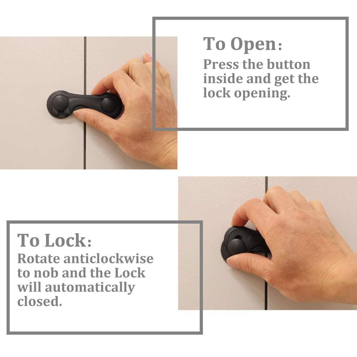 Magnetic Cabinet Locks 4 Pack + Black Cabinet Locks for Babies 4 Pack