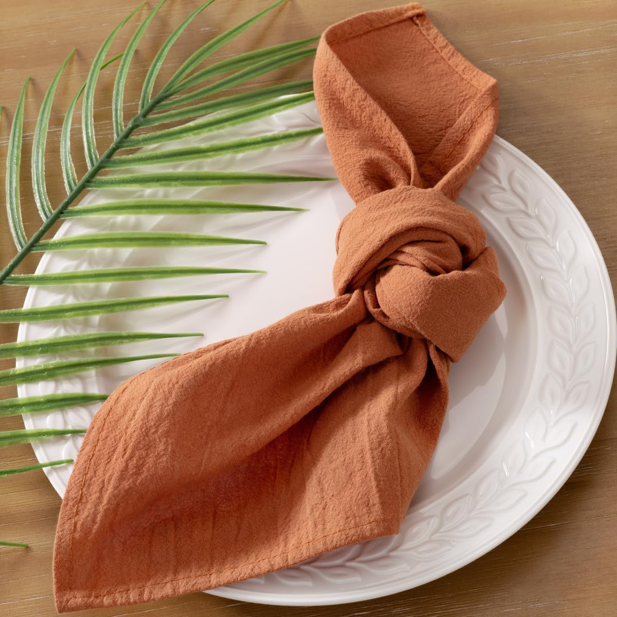 Cloth Napkins Terracotta Fall Burnt Orange Thanksgiving Washable Reusable Bulk Linen Cotton Napkins Set of 4 17"X17" for Wedding Party Bridal Baby Shower Birthday Dining Table Decorations
