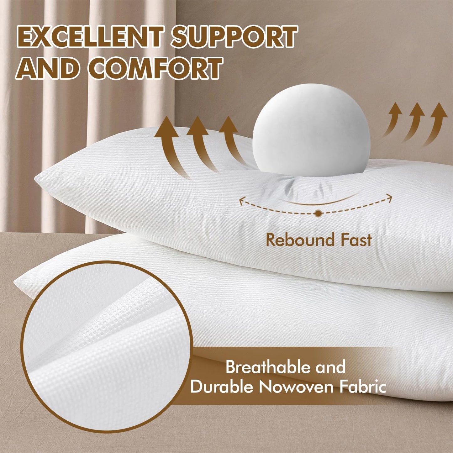 14X22 Inch Pillow Insert, Throw Pillow for Bed Sofa Couch Rectangle Decorative Lumbar Virgin Microfiber Stuffer
