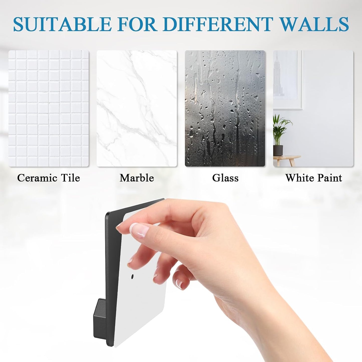 2 Pack Black Shower Curtain Rod Holders,Tension Curtain Rod Bracket No Drilling, Adhesive Shower Rod Holders| Shower Curtain Rod Not Included