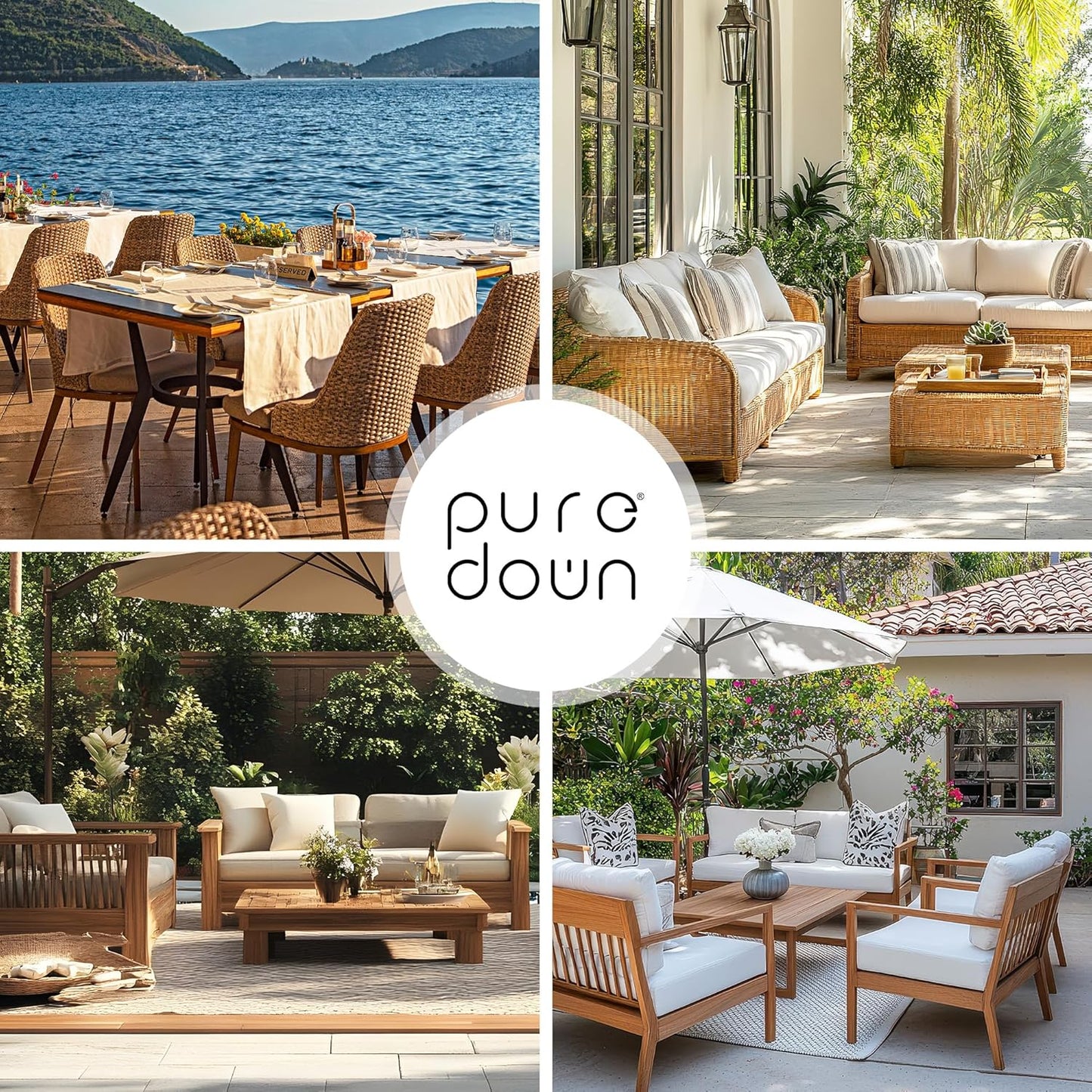 ® Outdoor Seat Cushions 24 X 24 X 5.75 Inch, Waterproof & Fade Resistant Patio Furniture Replacement Cushions with Removable Cover for Chair, Sofa, Couch, Wicker, Beige
