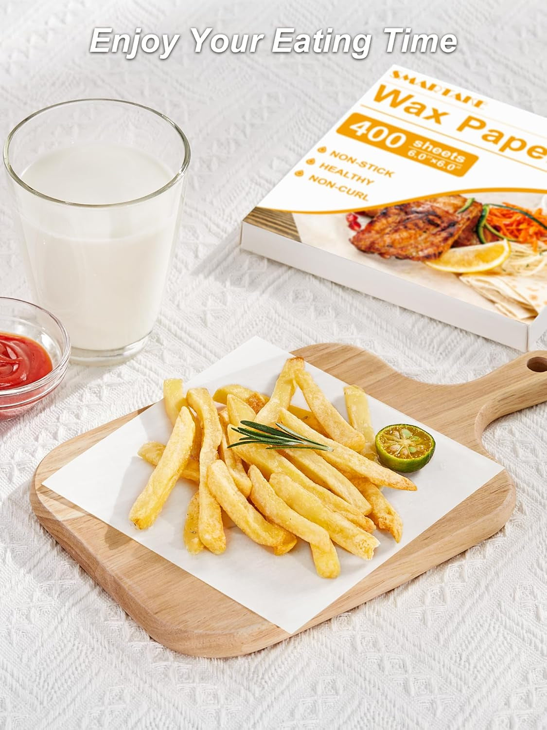 6 X 6 Inches Wax Paper for Food, 400 Pcs Non-Stick Hamburger Patty Paper, Square Sandwich Separators Wrapping Paper, for Lunch, Restaurants, Barbecues, Picnics, Parties, White