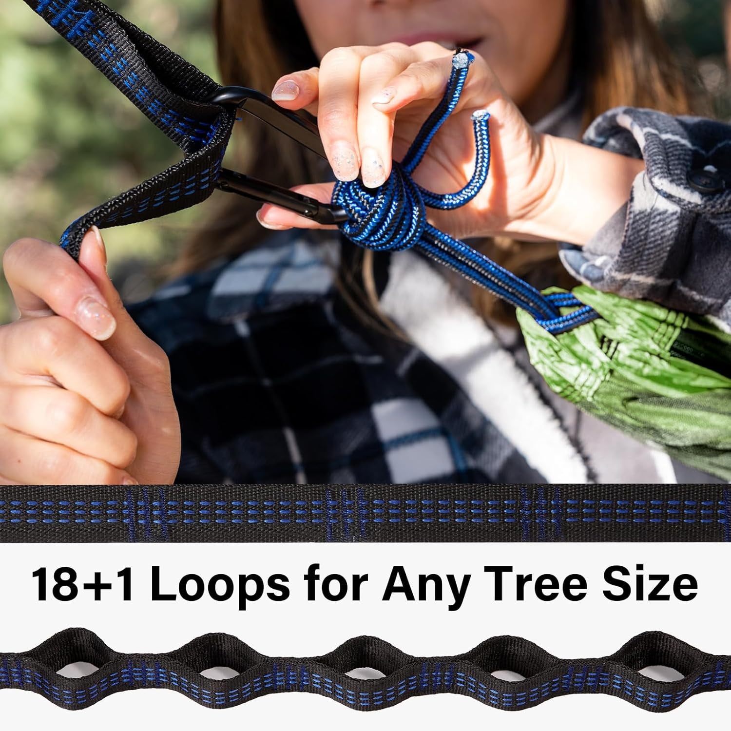 Camping Hammock 500 Lbs Capacity, Portable Hammocks with Tree Straps & Attached Carry Bag, Camping Essentials Gear, Perfect for outside Indoor Hiking Beach Backpack Travel