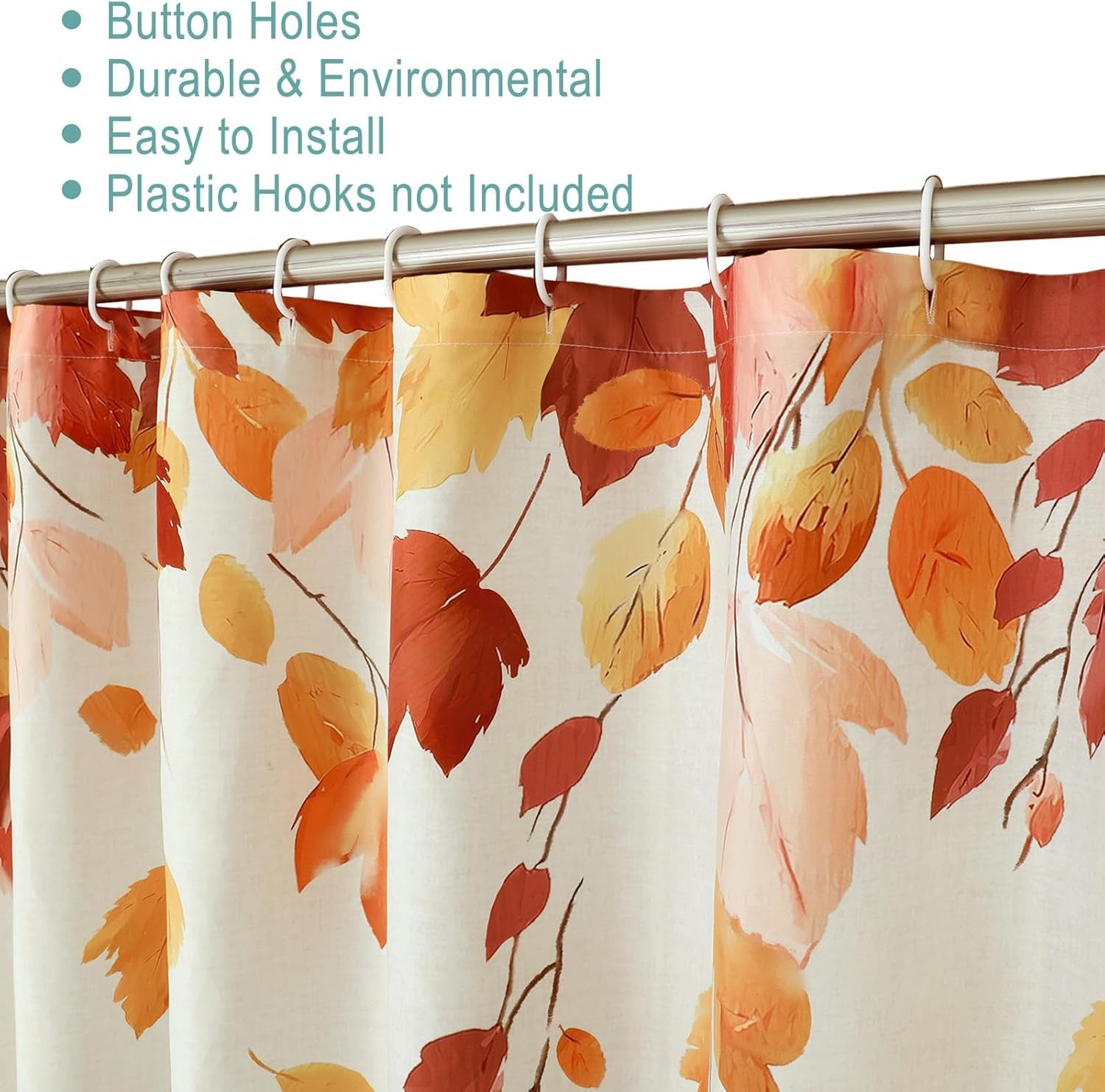 Autumn Pumpkin Fall Shower Curtain for Halloween Thanksgiving Harvest, Maple Leaf Floral Shower Curtain for Bathroom Decor, Polyester Waterproof Fabric, 72Wx72L Inch